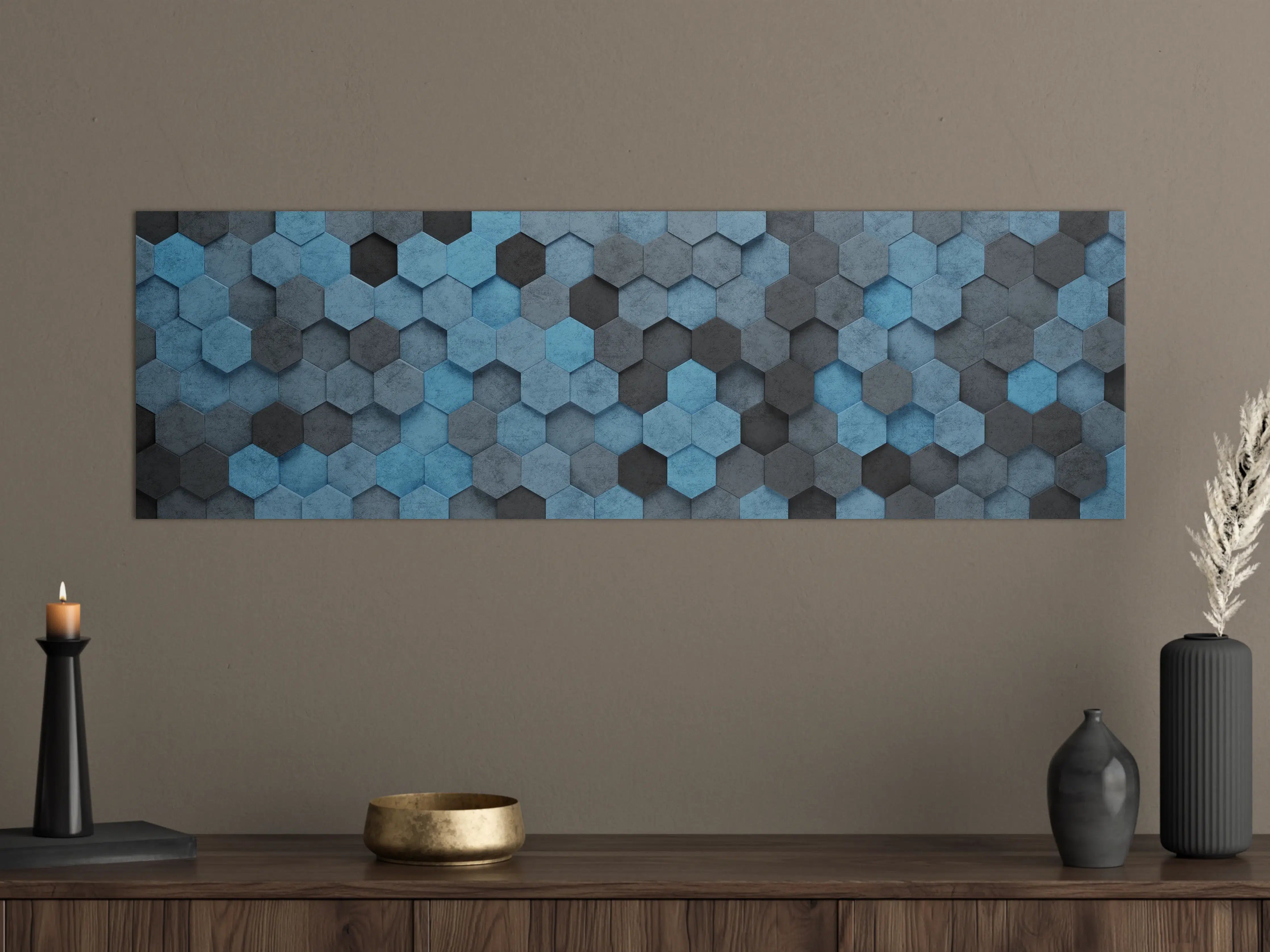 Große Wandbilder - Blaues Sechseck 3D Muster