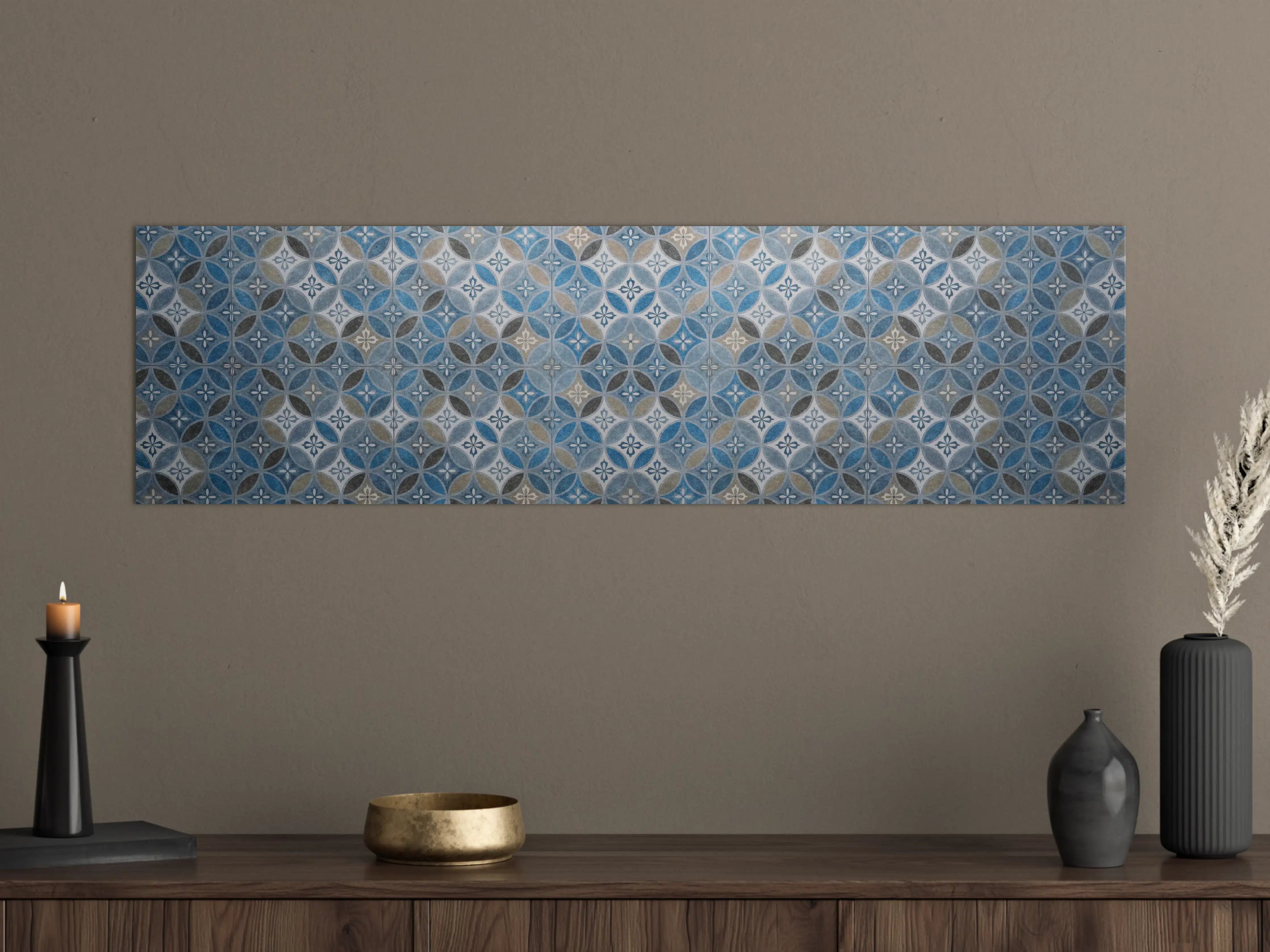 Große Wandbilder - Blaues Vintage Mosaik
