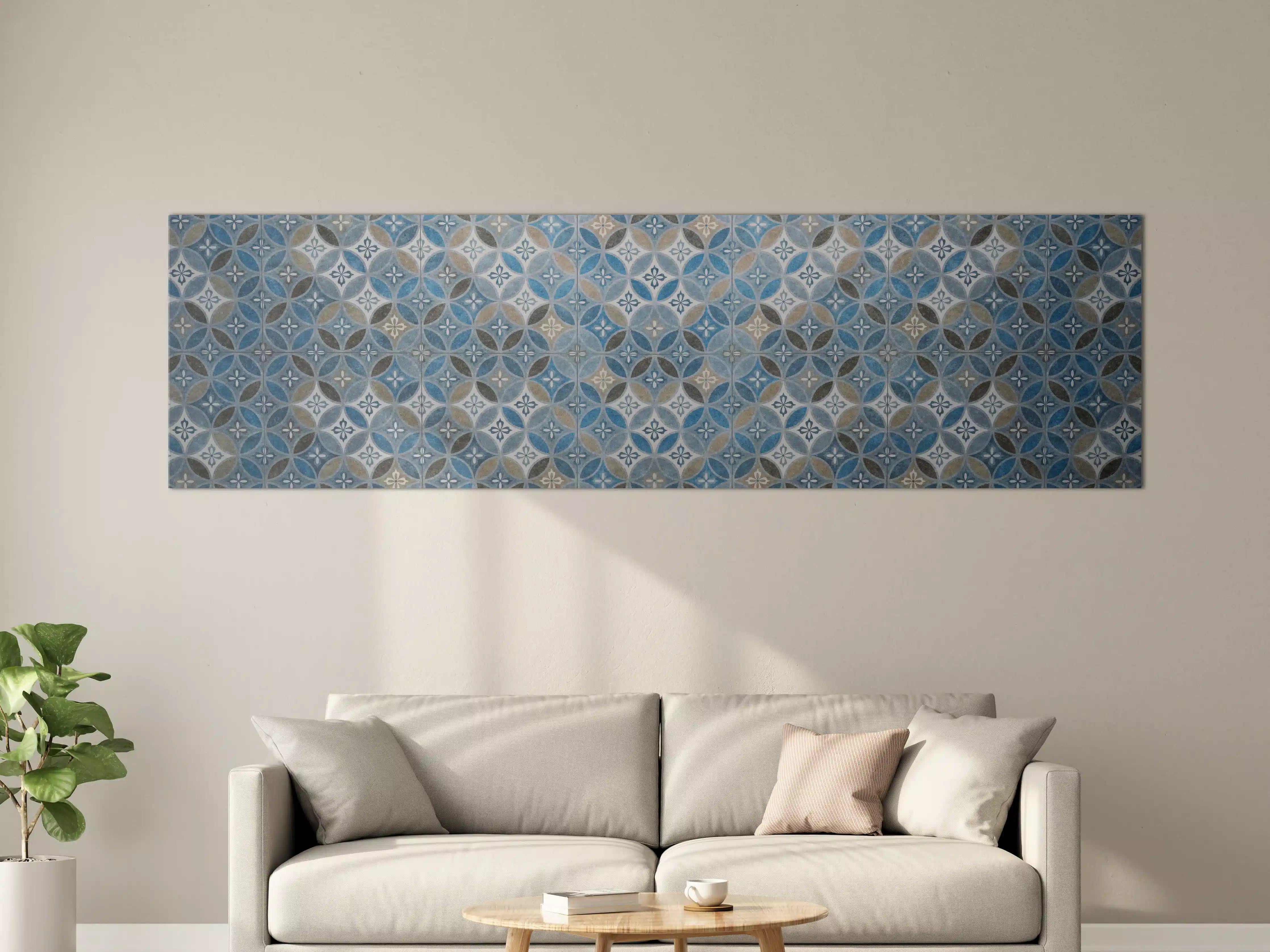 Große Wandbilder - Blaues Vintage Mosaik