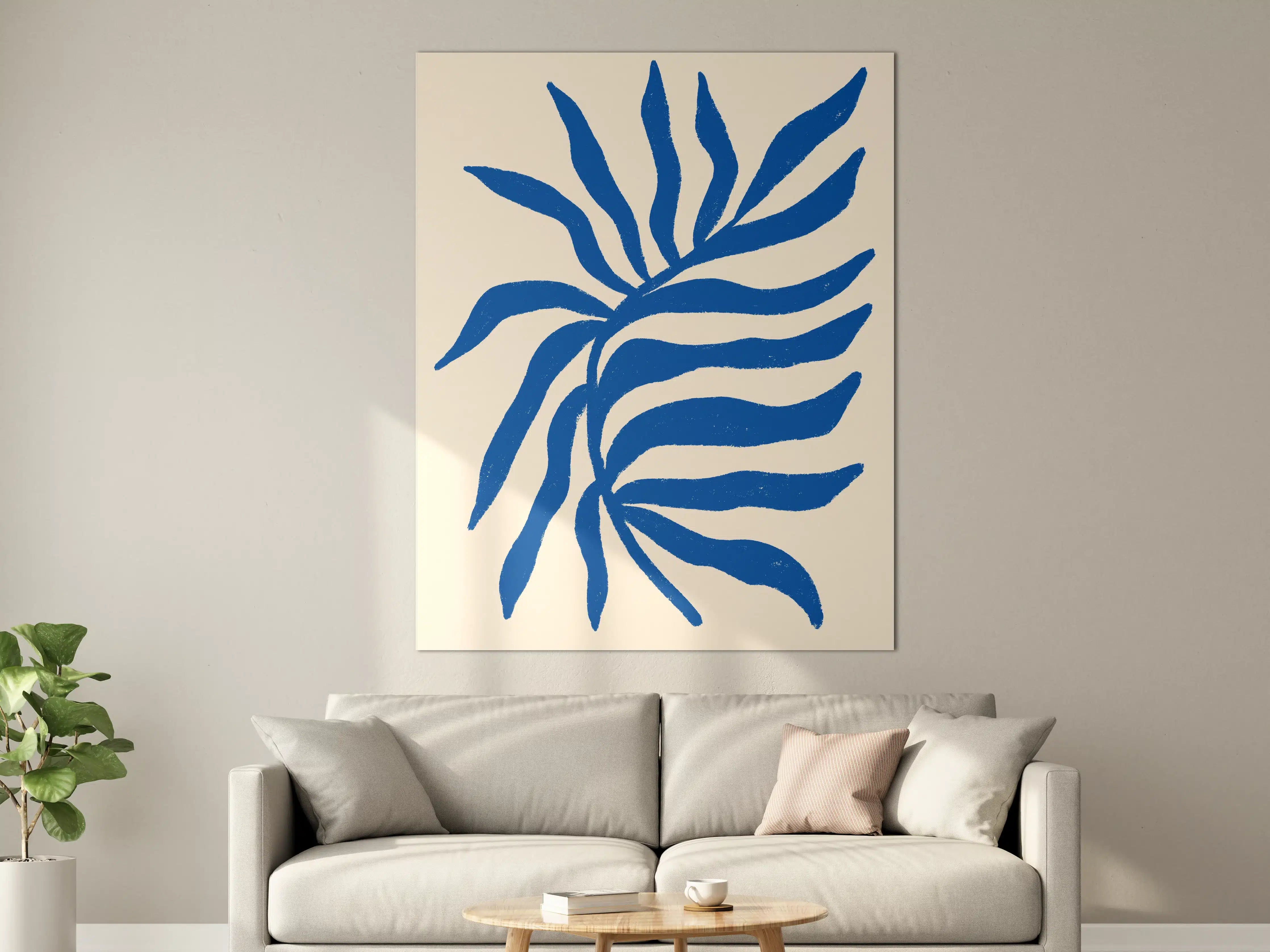 Große Wandbilder - Blaues abstraktes Pflanzenmotiv