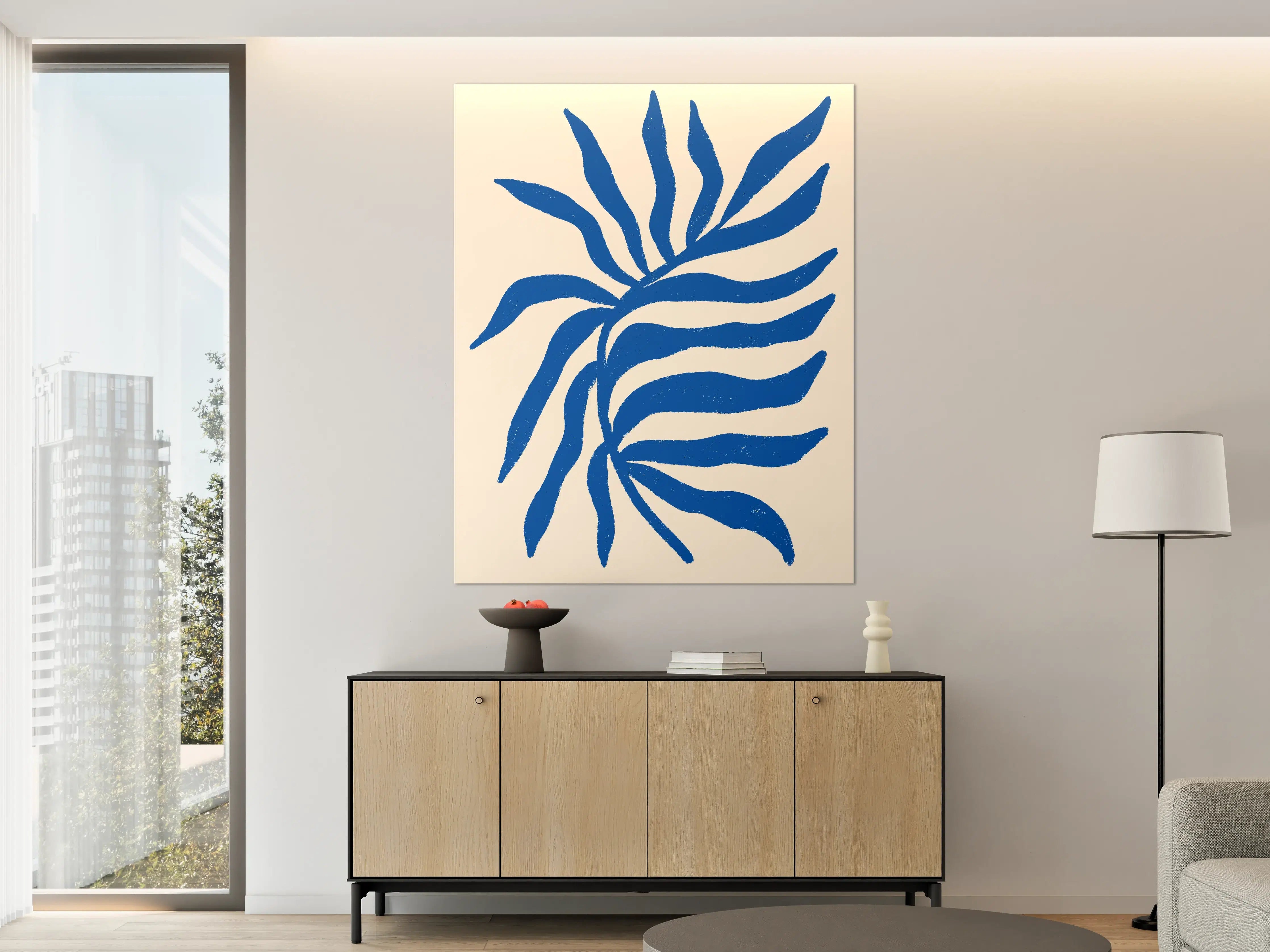 Große Wandbilder - Blaues abstraktes Pflanzenmotiv