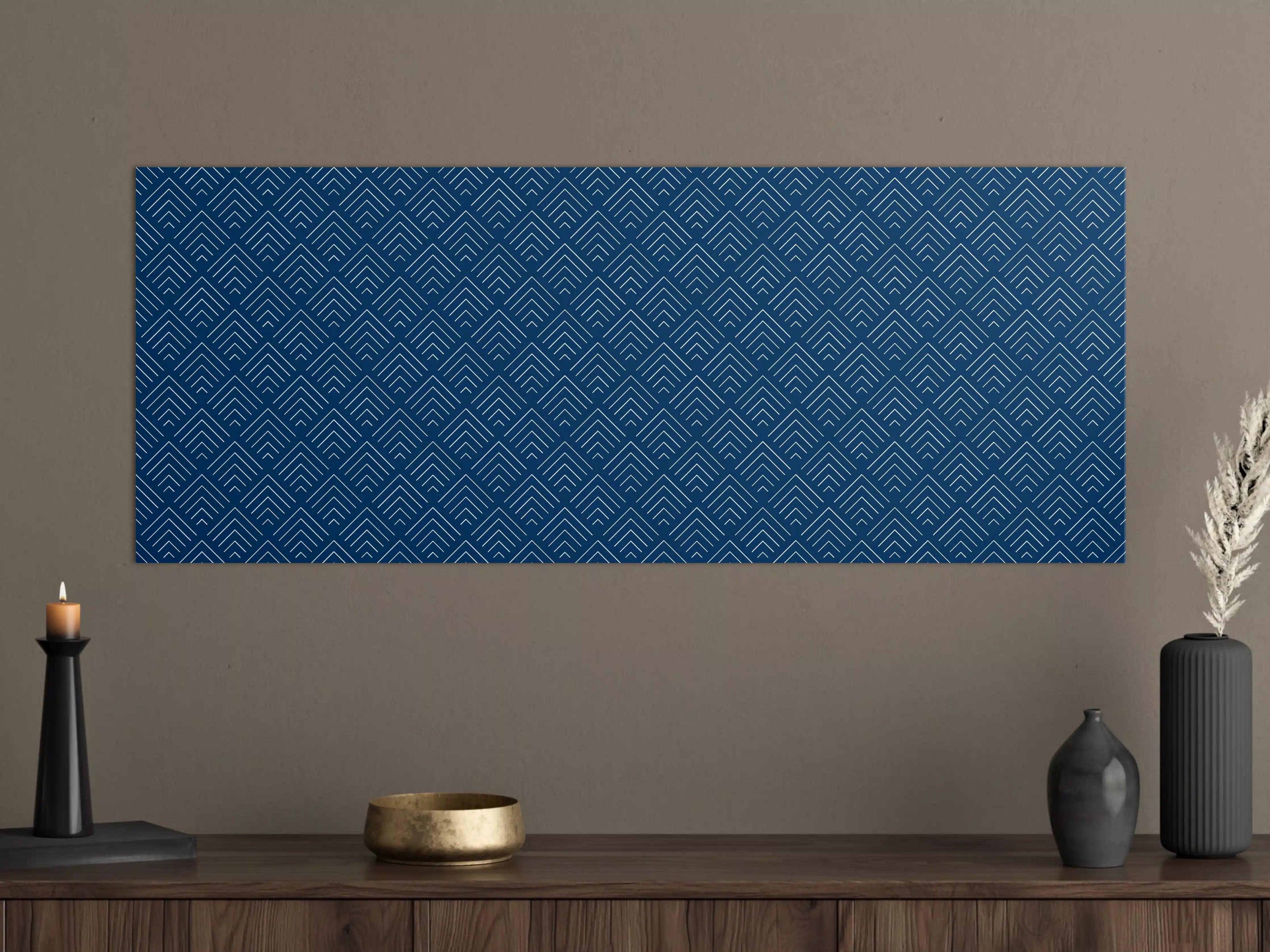 Große Wandbilder - Blaues geometrisches Muster mit Zickzack-Design