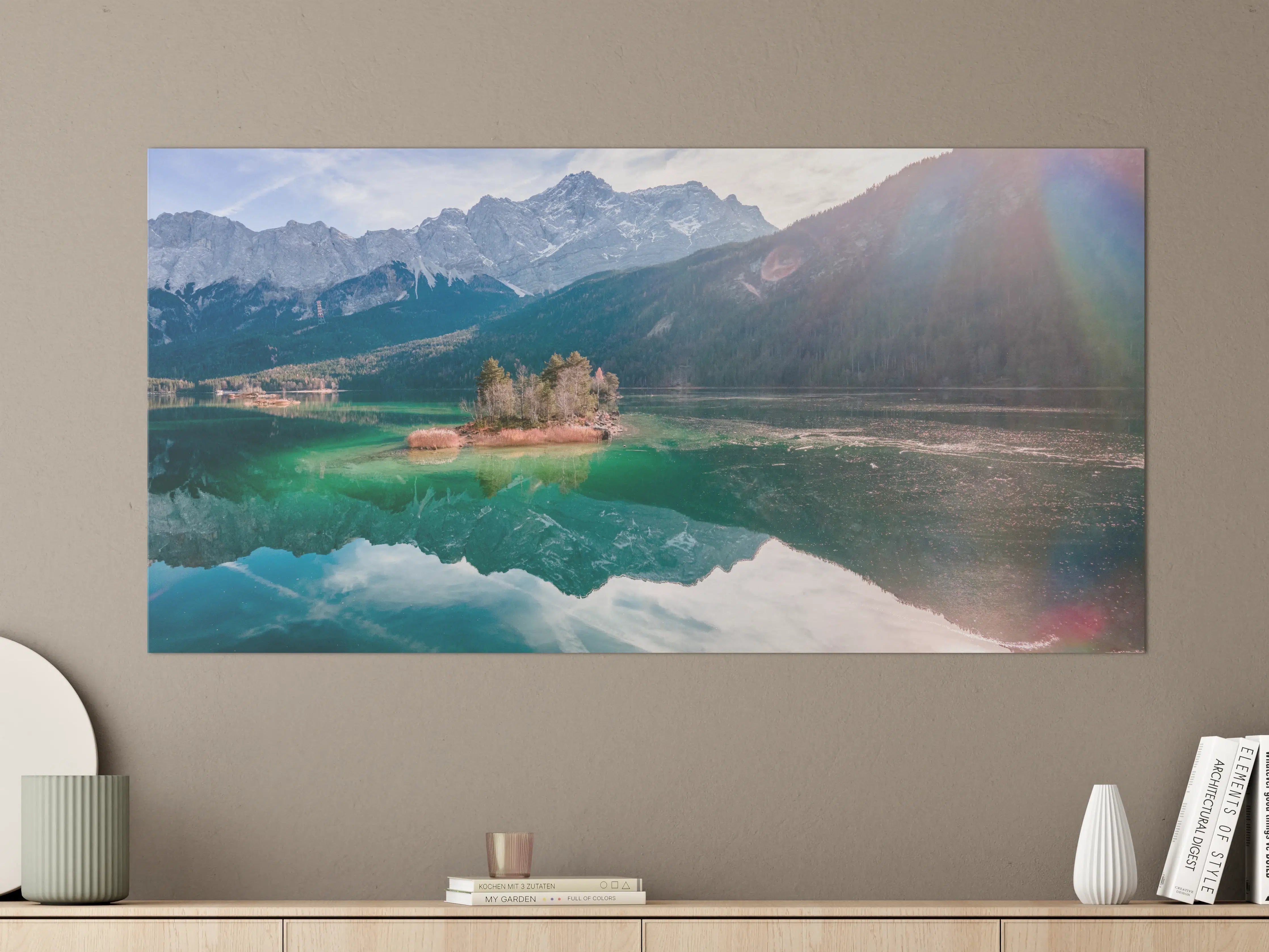 Große Wandbilder - Blick auf den Eibsee mit der Zugspitze im Hintergrund