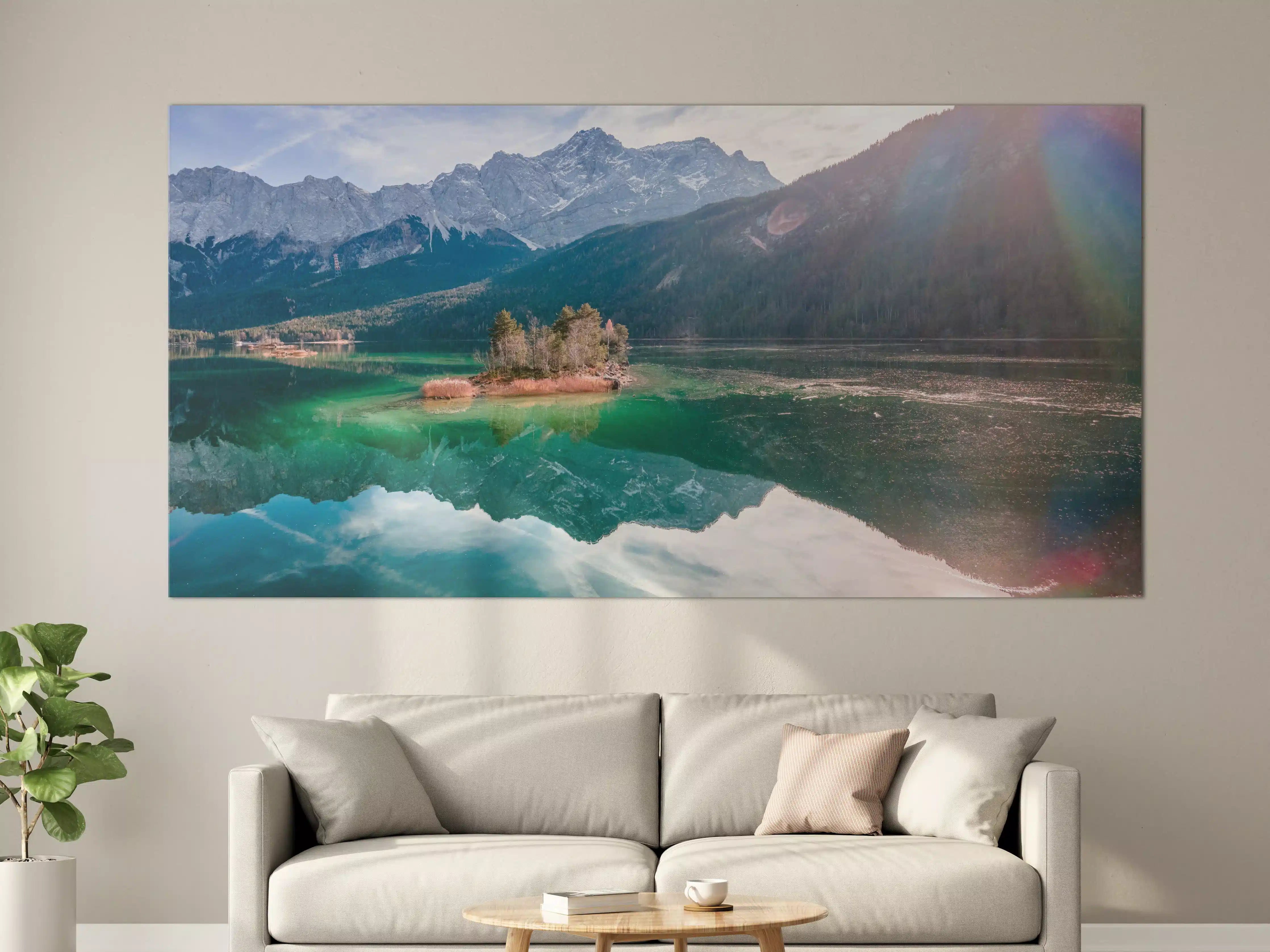 Große Wandbilder - Blick auf den Eibsee mit der Zugspitze im Hintergrund