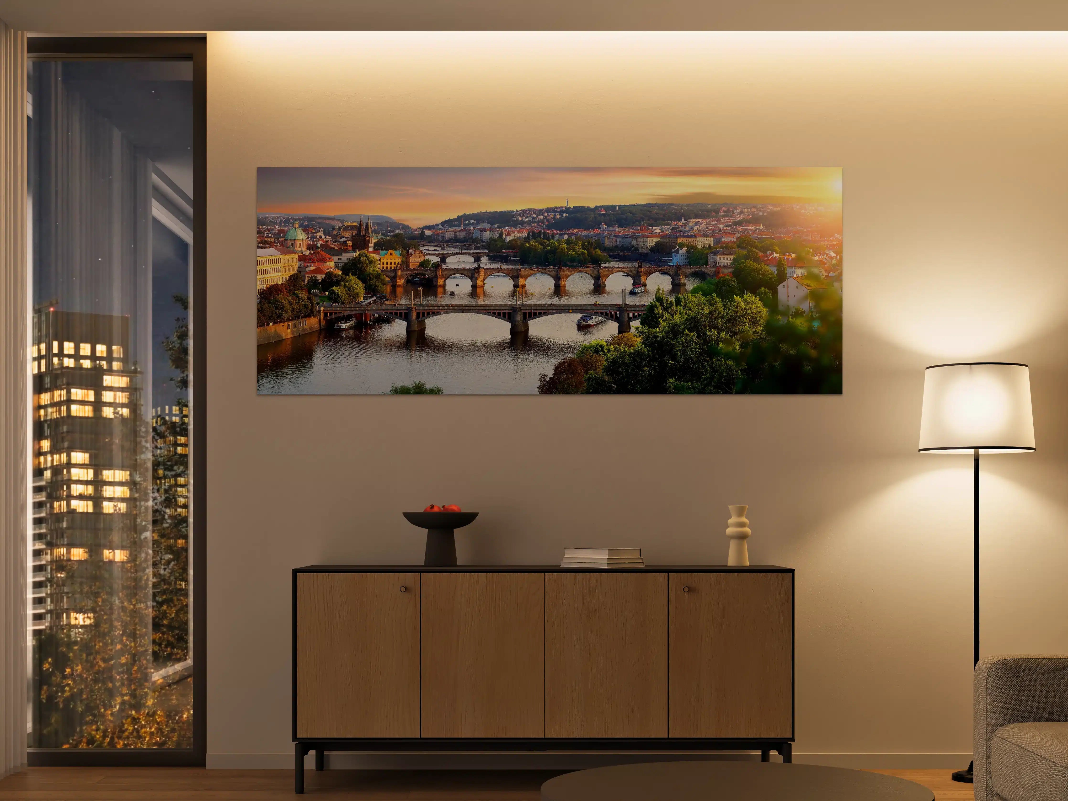Große Wandbilder - Blick auf die historische Stadtbrücke bei Sonnenuntergang