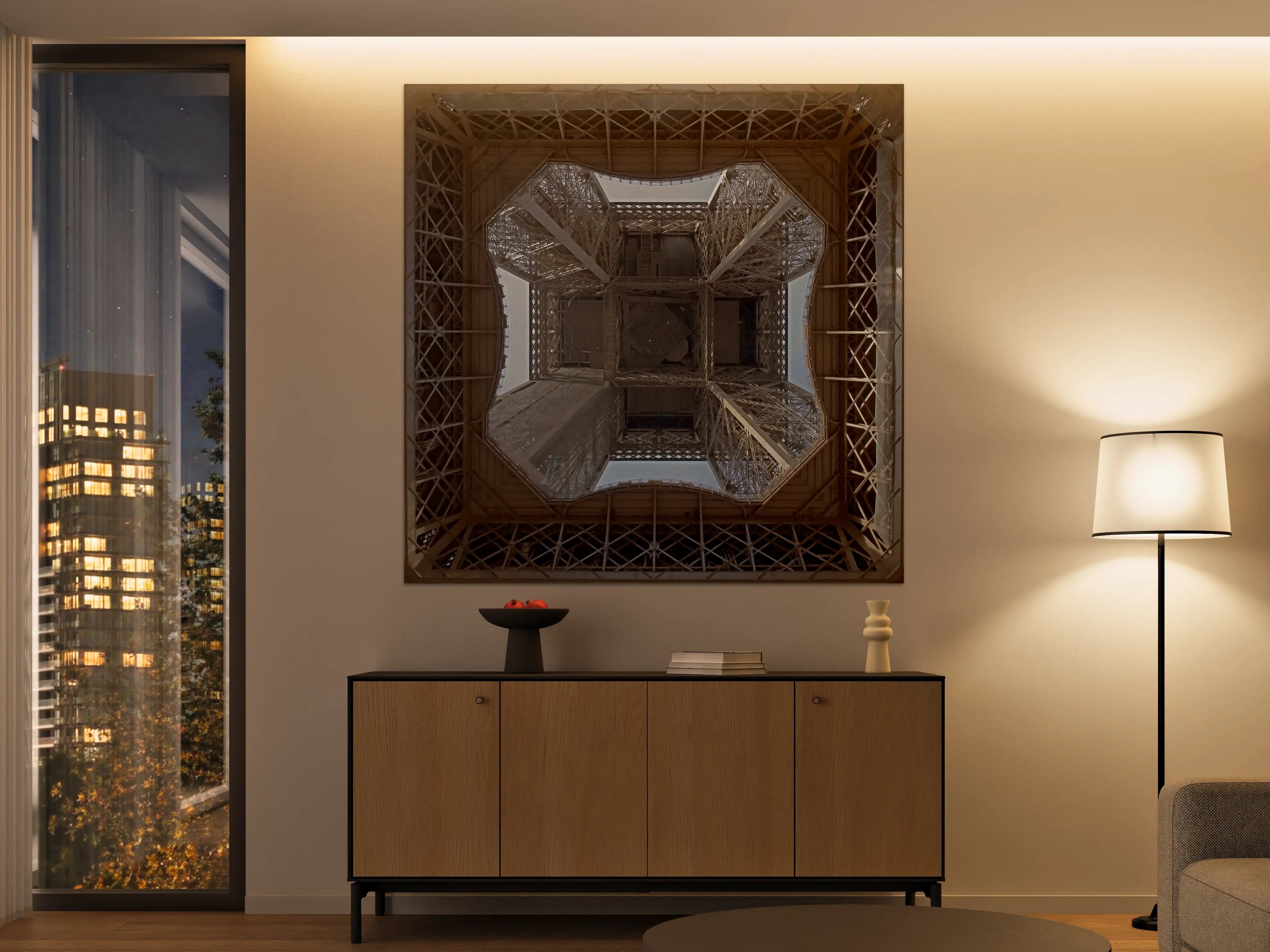 Große Wandbilder - Blick nach oben unter dem Eiffelturm