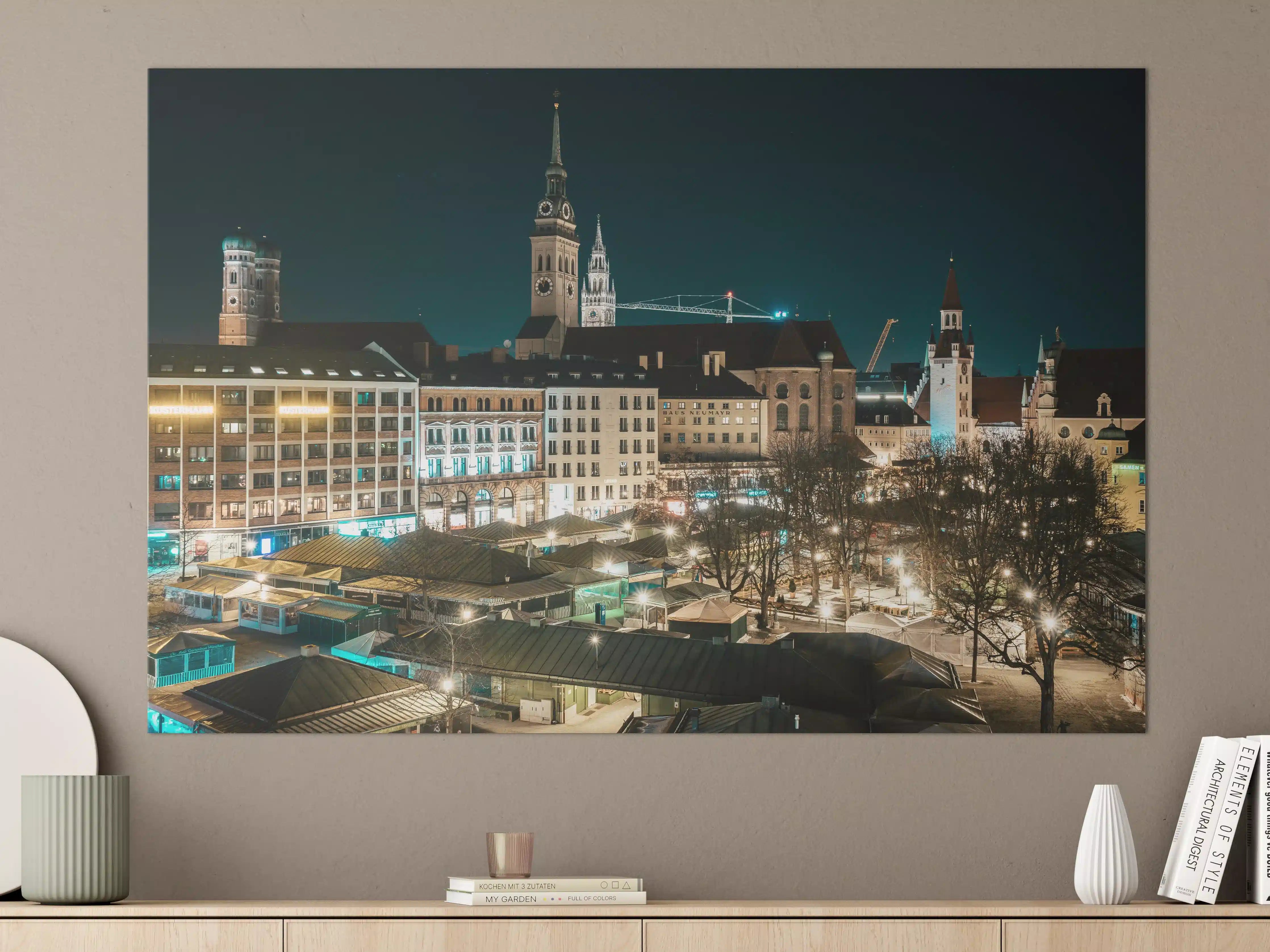 Große Wandbilder - Blick über den Viktualienmarkt zur Frauenkirche - München
