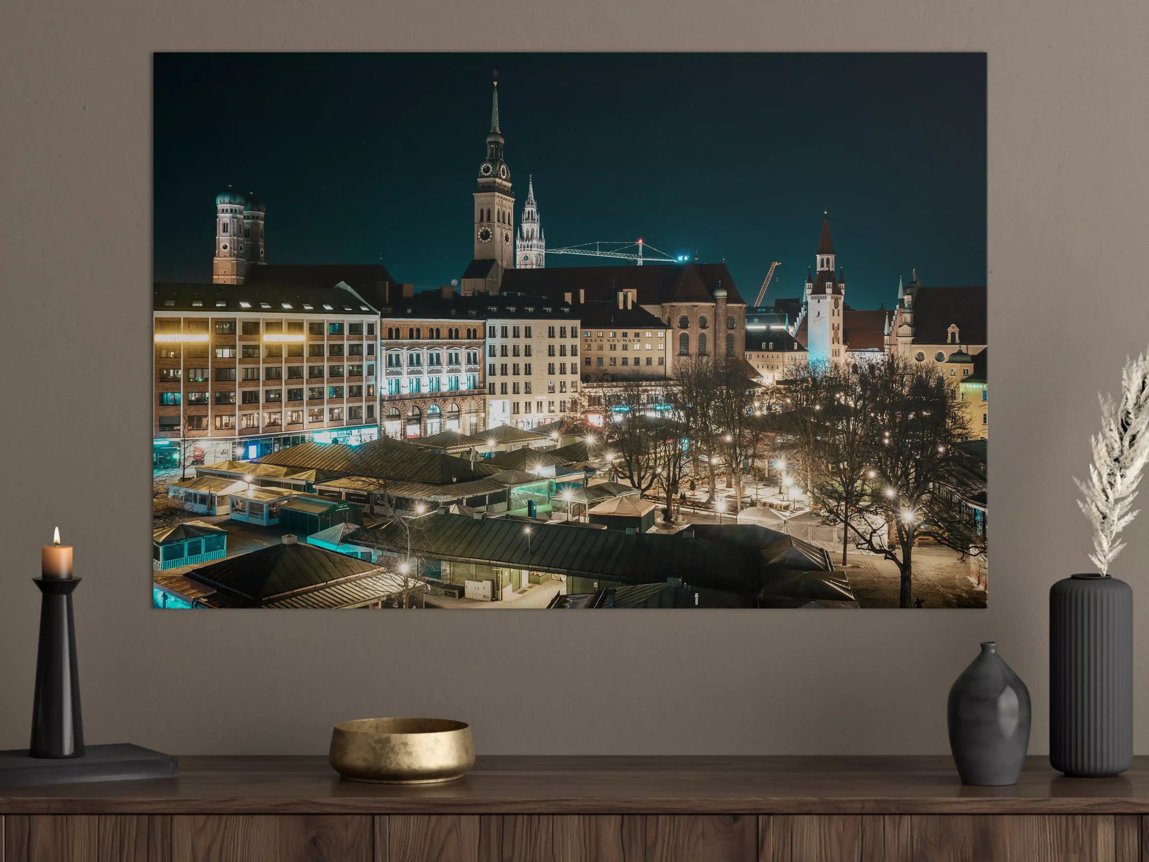 Große Wandbilder - Blick über den Viktualienmarkt zur Frauenkirche - München
