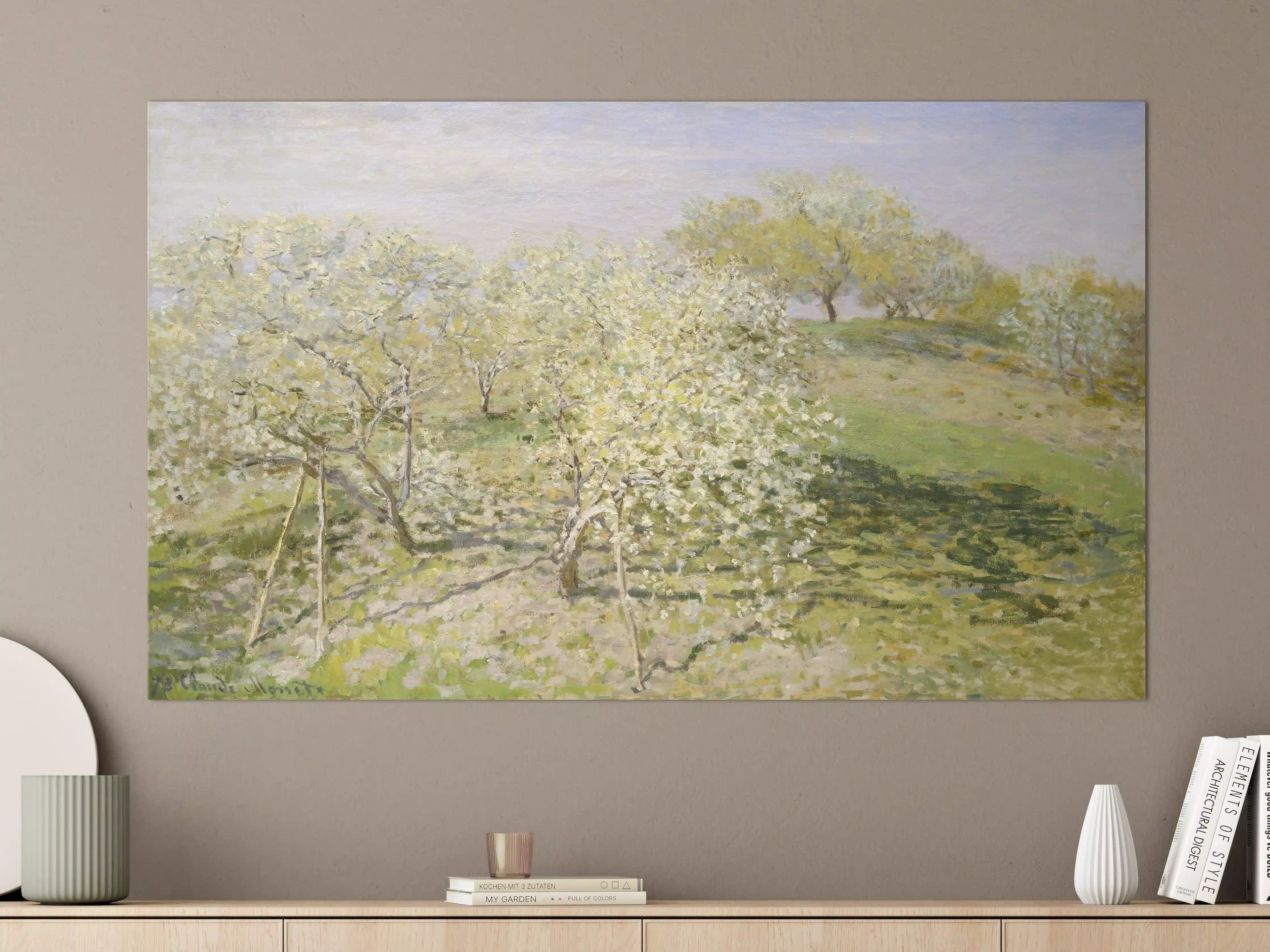 Große Wandbilder - Blühende Obstbäume im Frühlingslicht