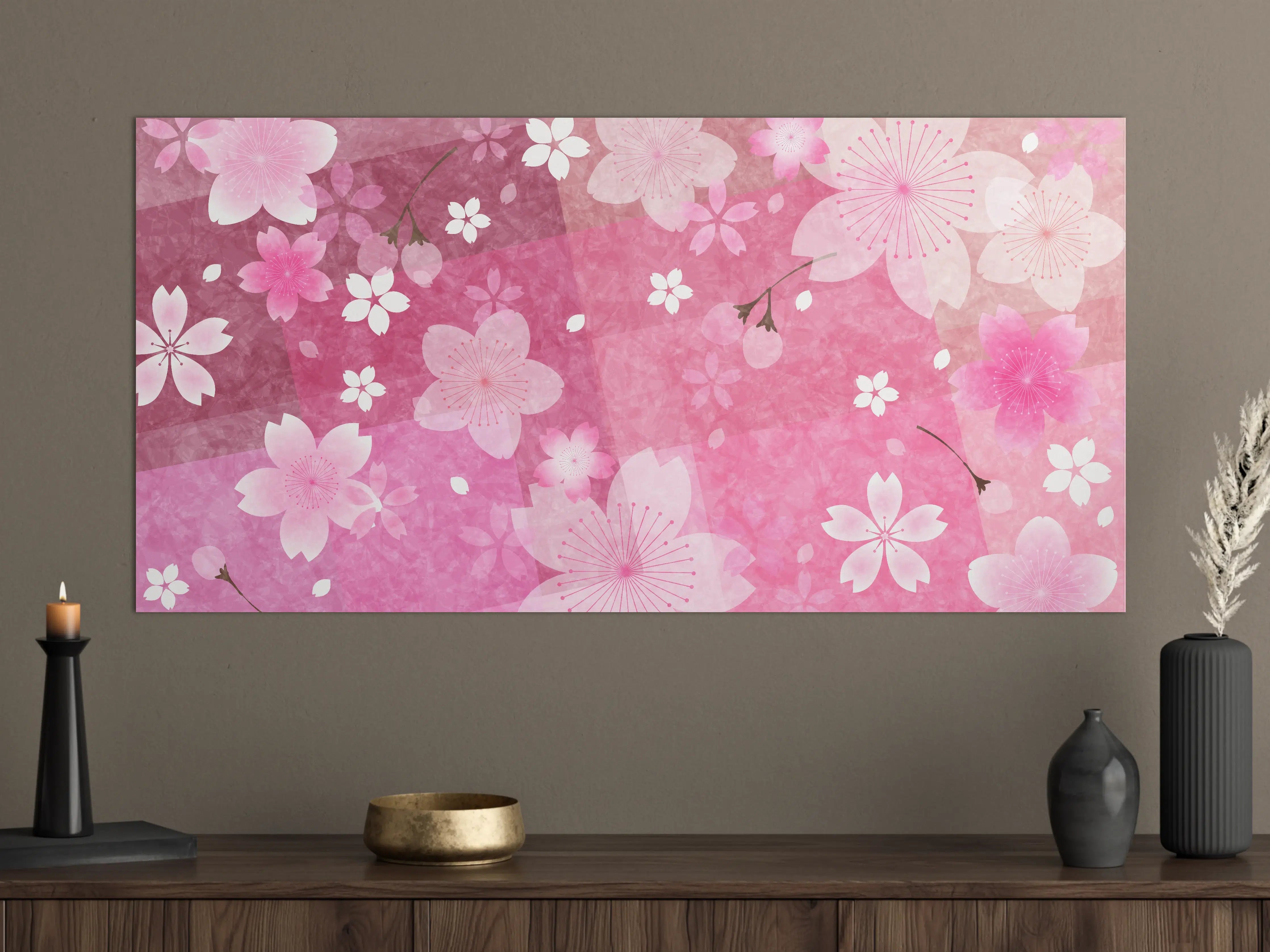 Große Wandbilder - Blühendes Sakura-Muster Rosa
