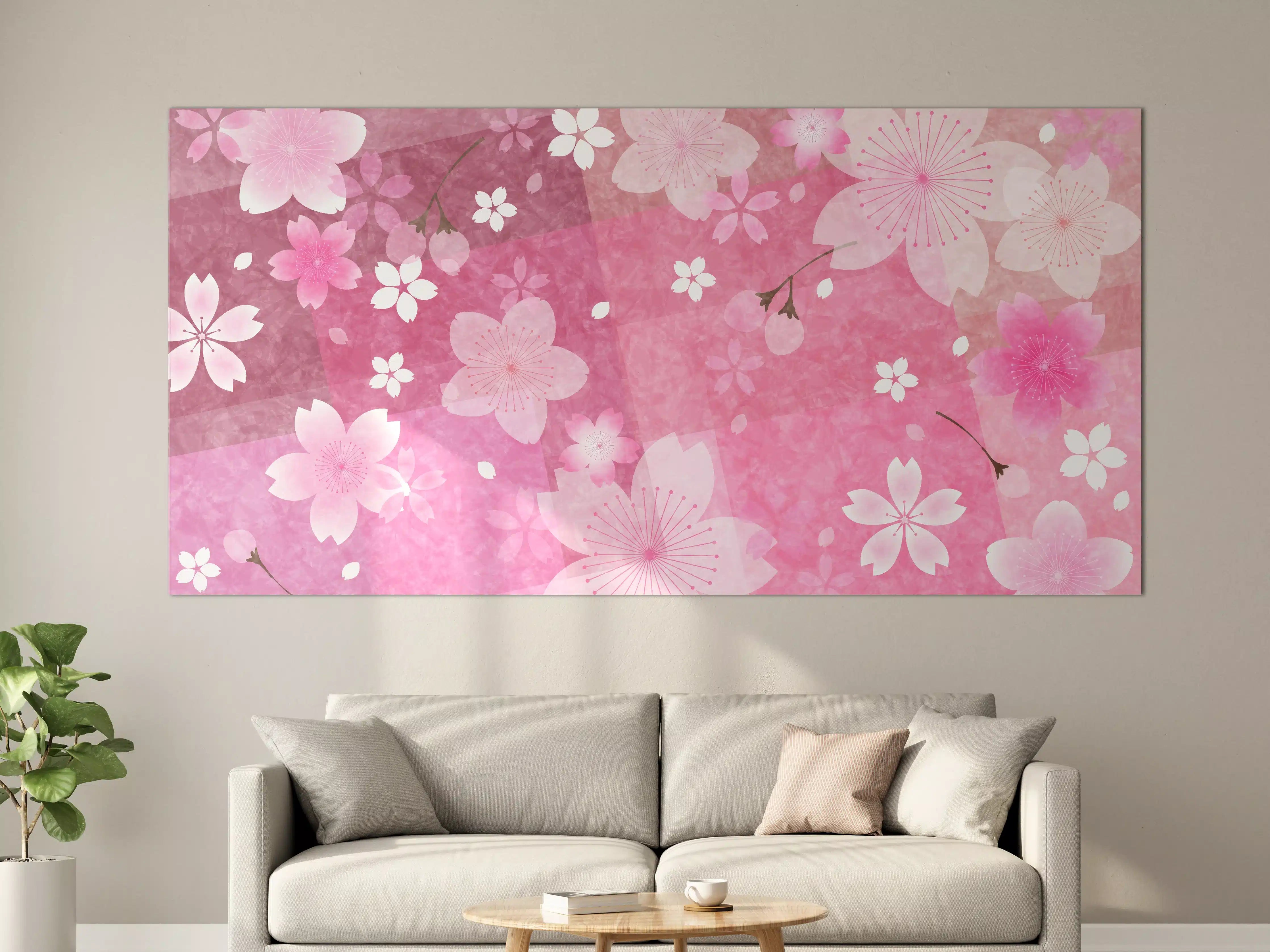 Große Wandbilder - Blühendes Sakura-Muster Rosa