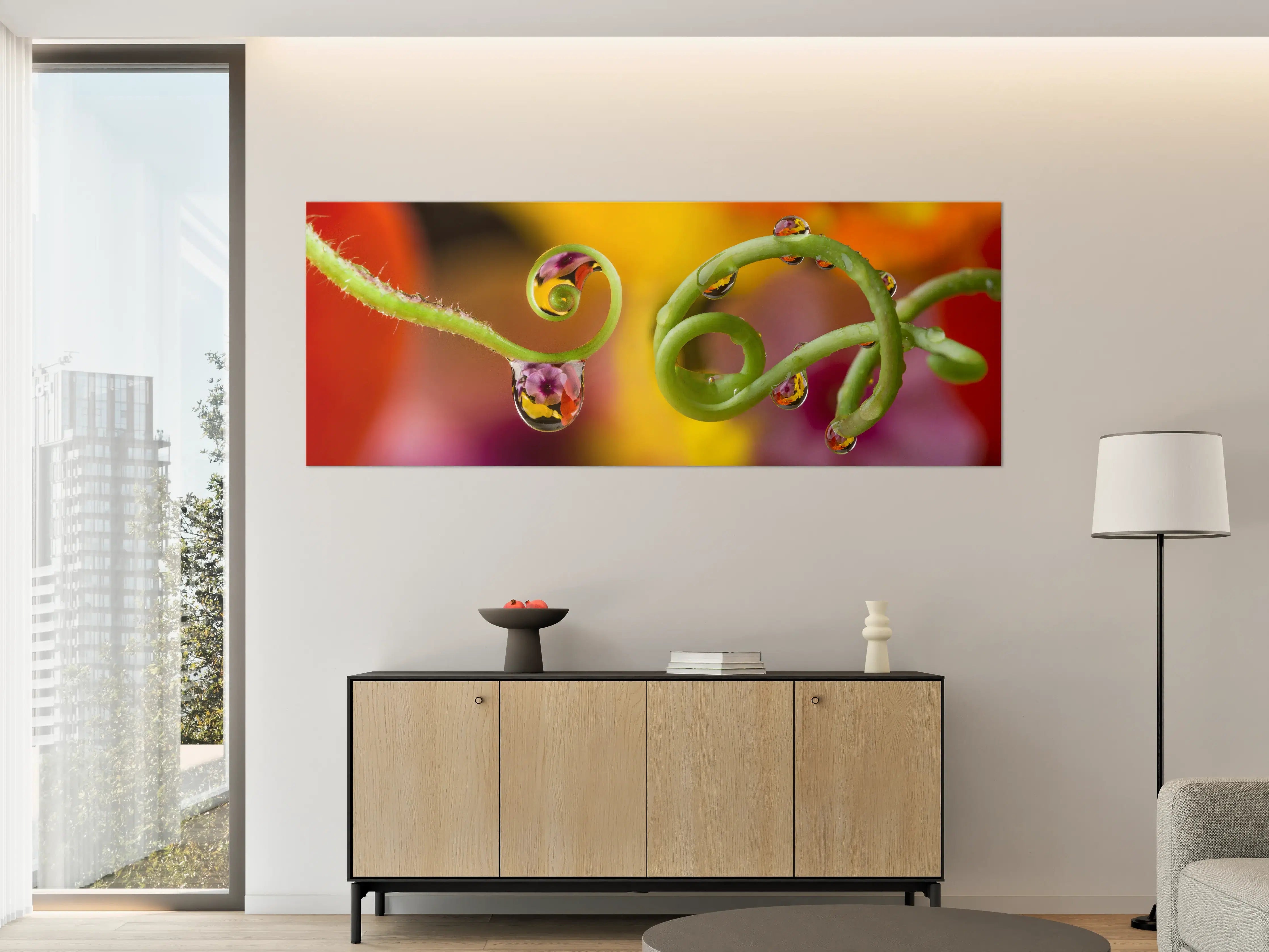 Große Wandbilder - Blume mit abstrakten Tropfen