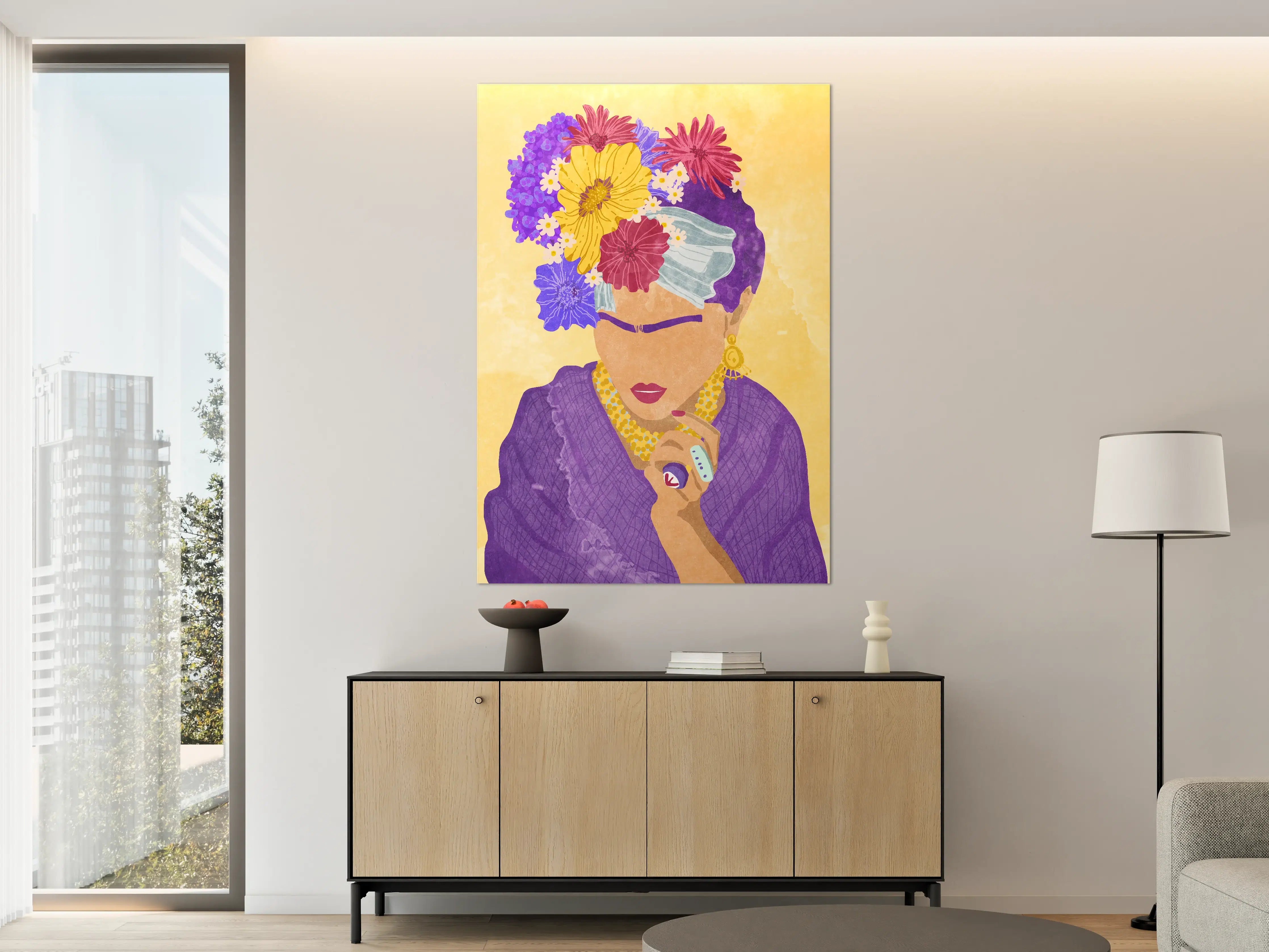 Große Wandbilder - Blumen-Haarschmuck und elegante Kleidung
