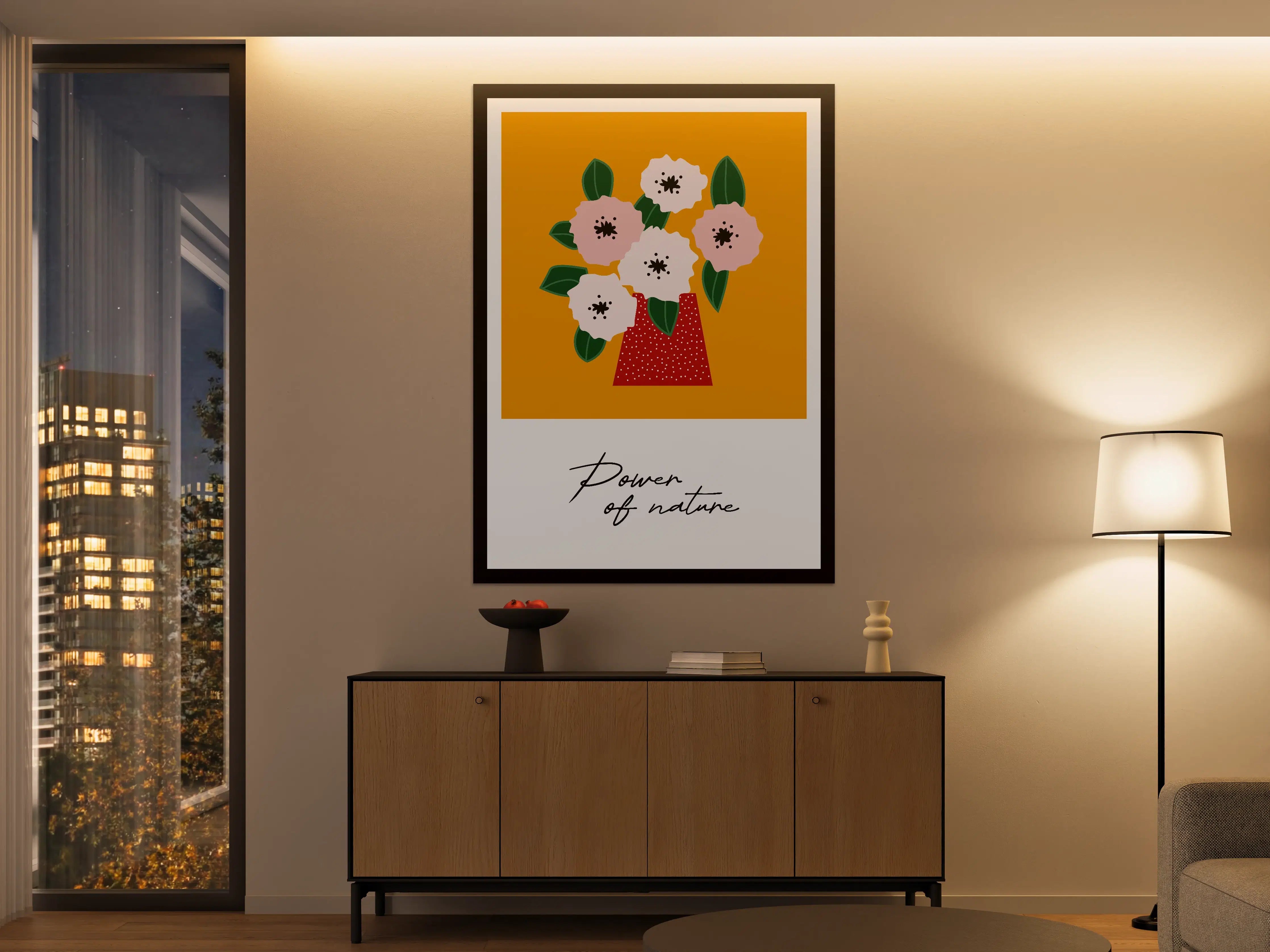Große Wandbilder - Blumen im Vasen auf Orange Hintergrund