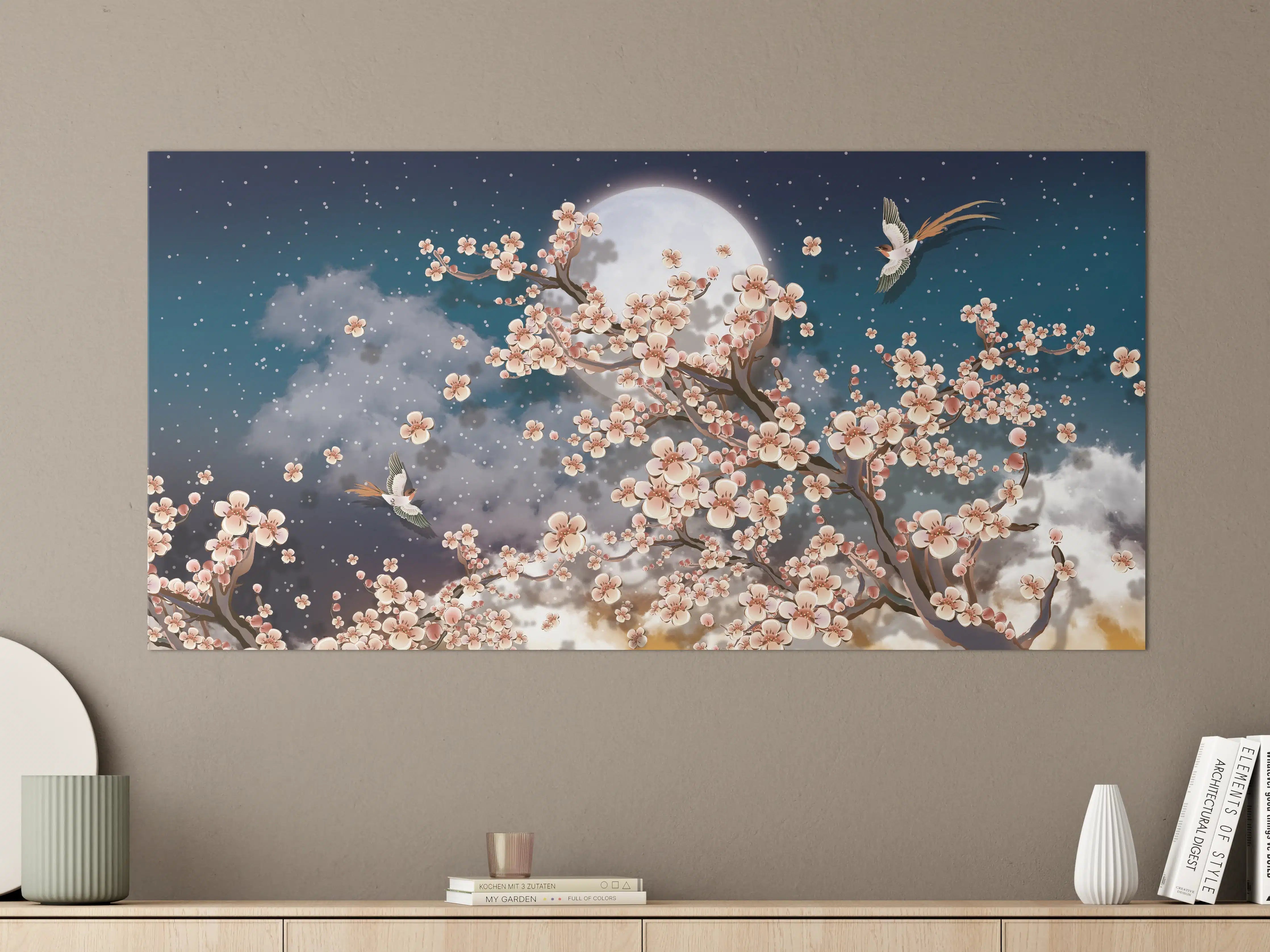 Große Wandbilder - Blumen und Vögel - Floral