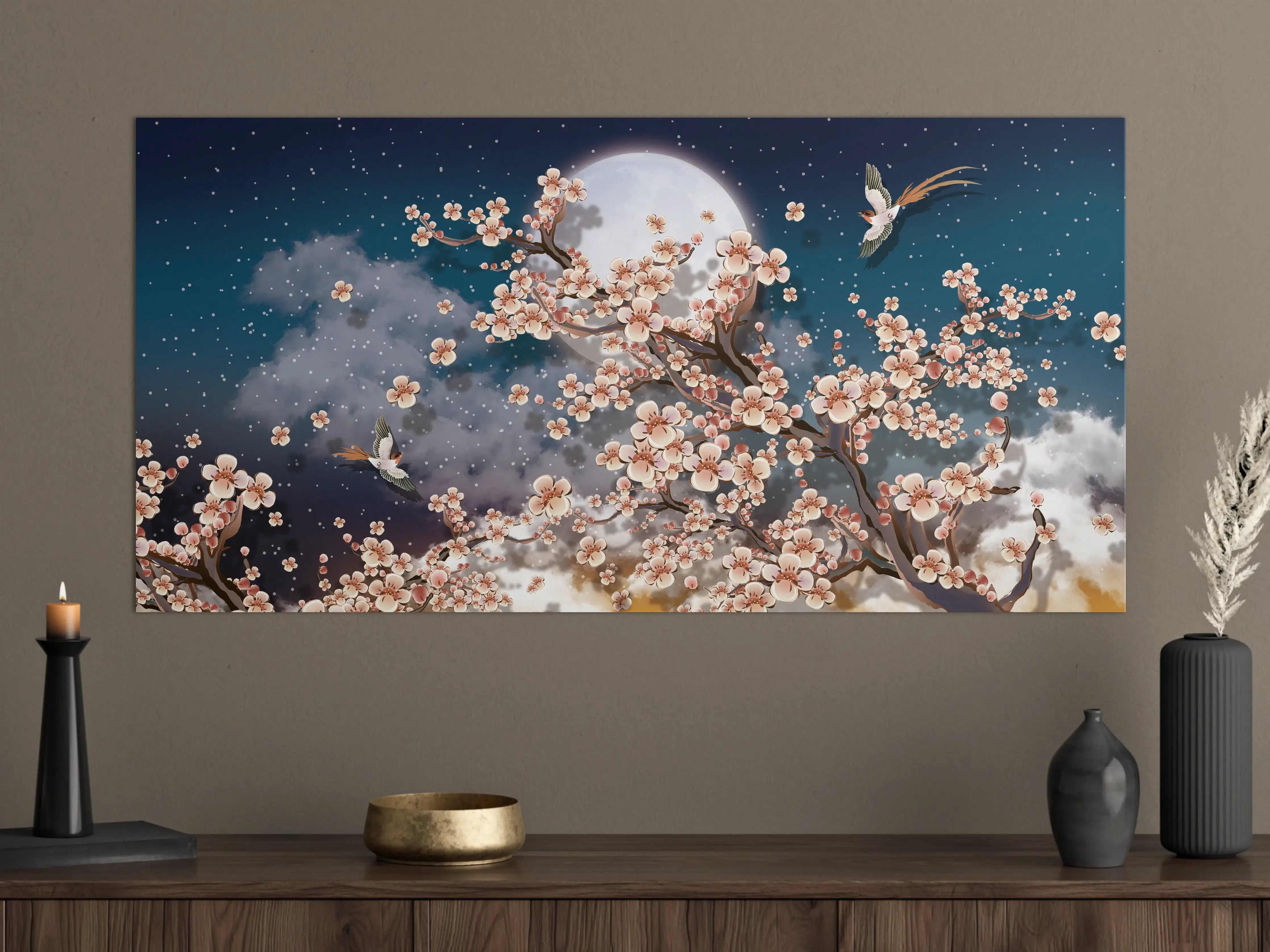 Große Wandbilder - Blumen und Vögel - Floral