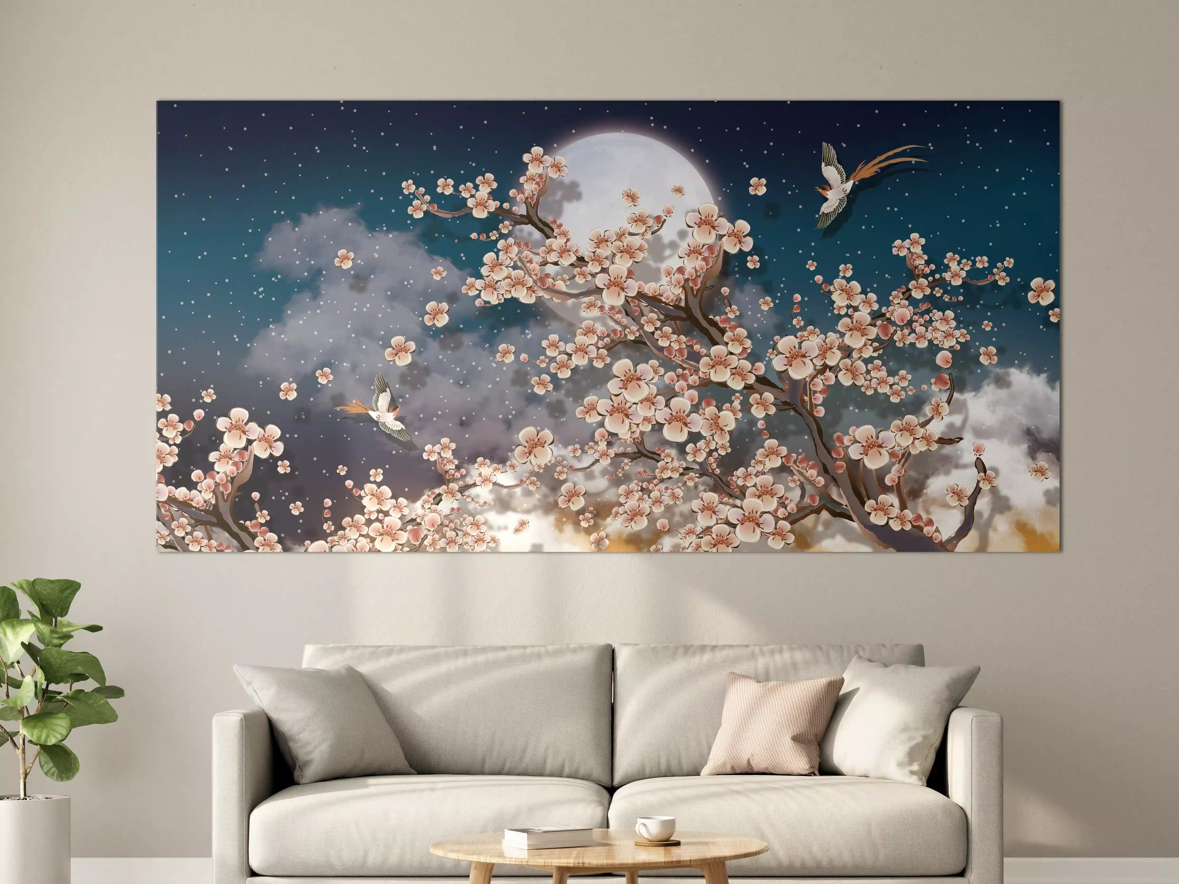 Große Wandbilder - Blumen und Vögel - Floral