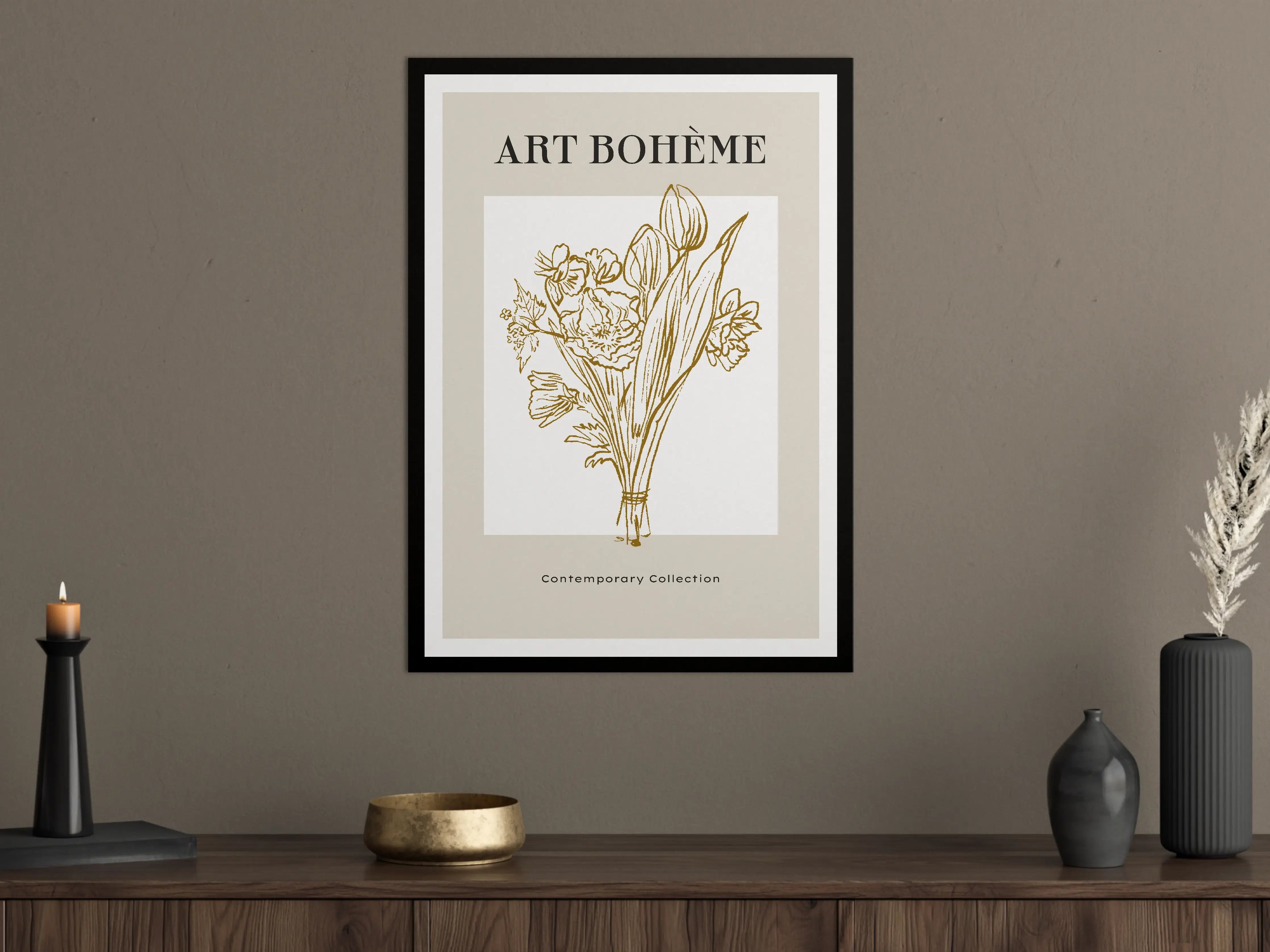 Große Wandbilder - Blumenillustration im Art Déco-Stil