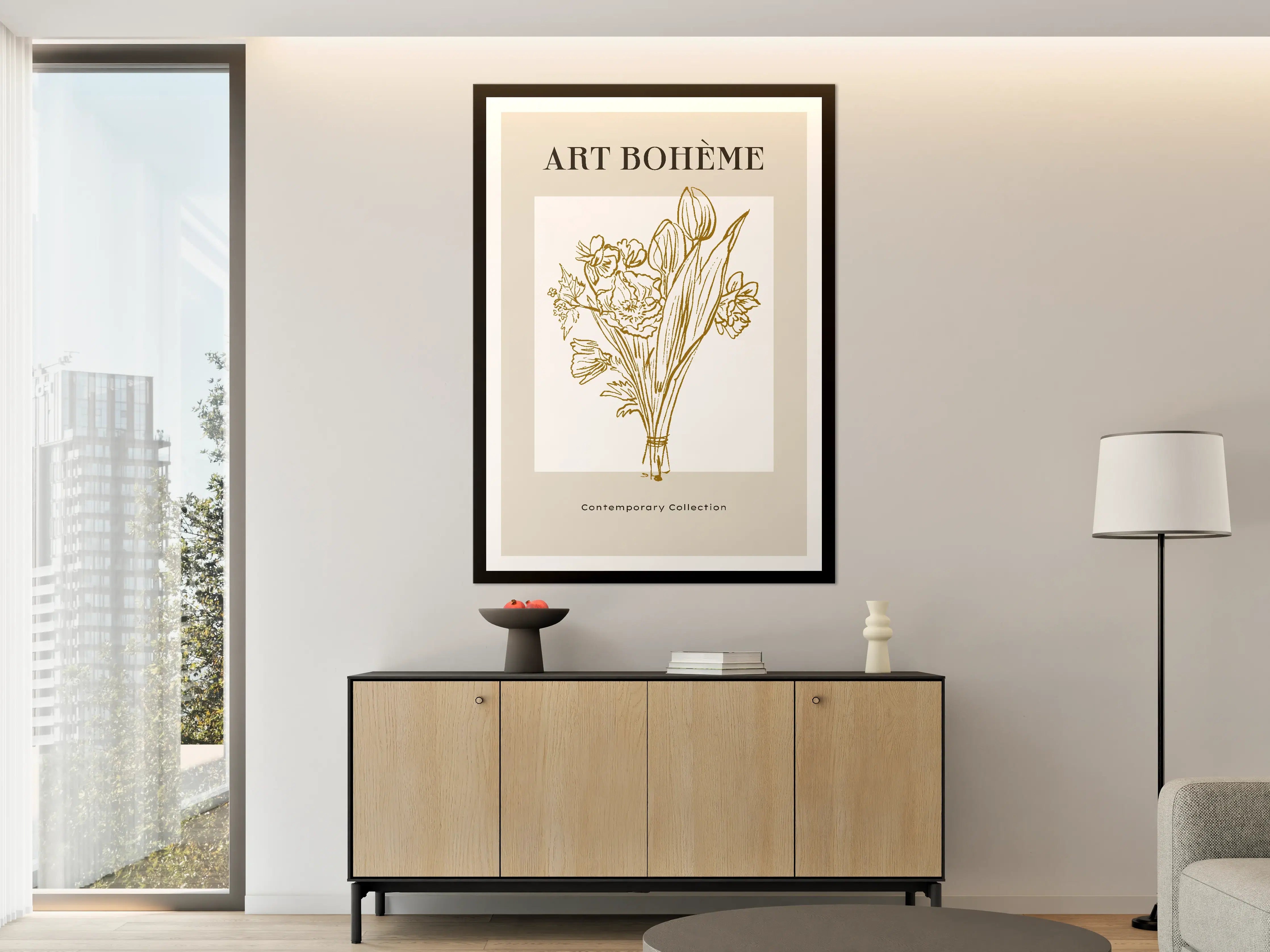 Große Wandbilder - Blumenillustration im Art Déco-Stil