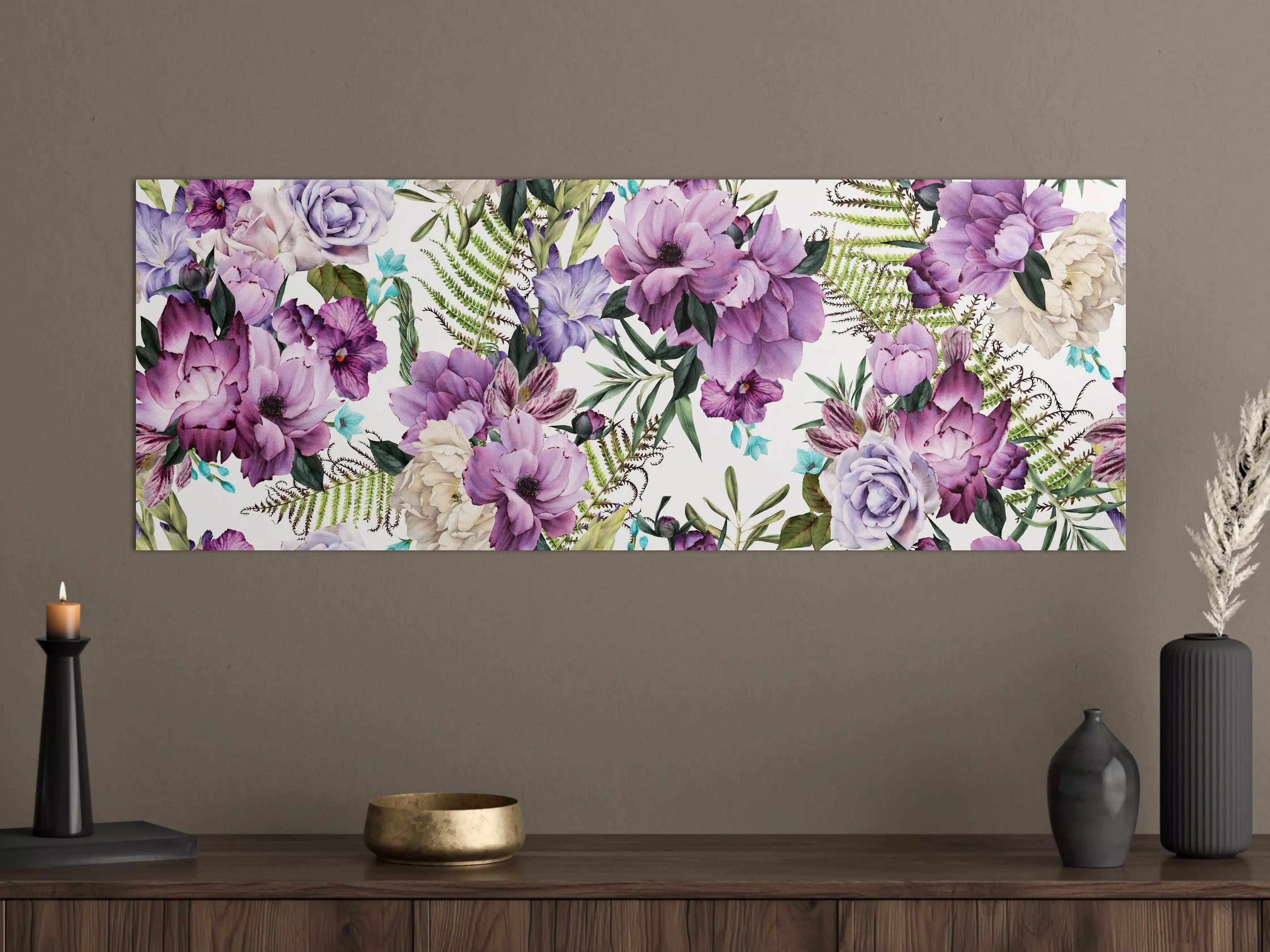 Große Wandbilder - Blumenmuster in Lavendel- und Fliedertönen