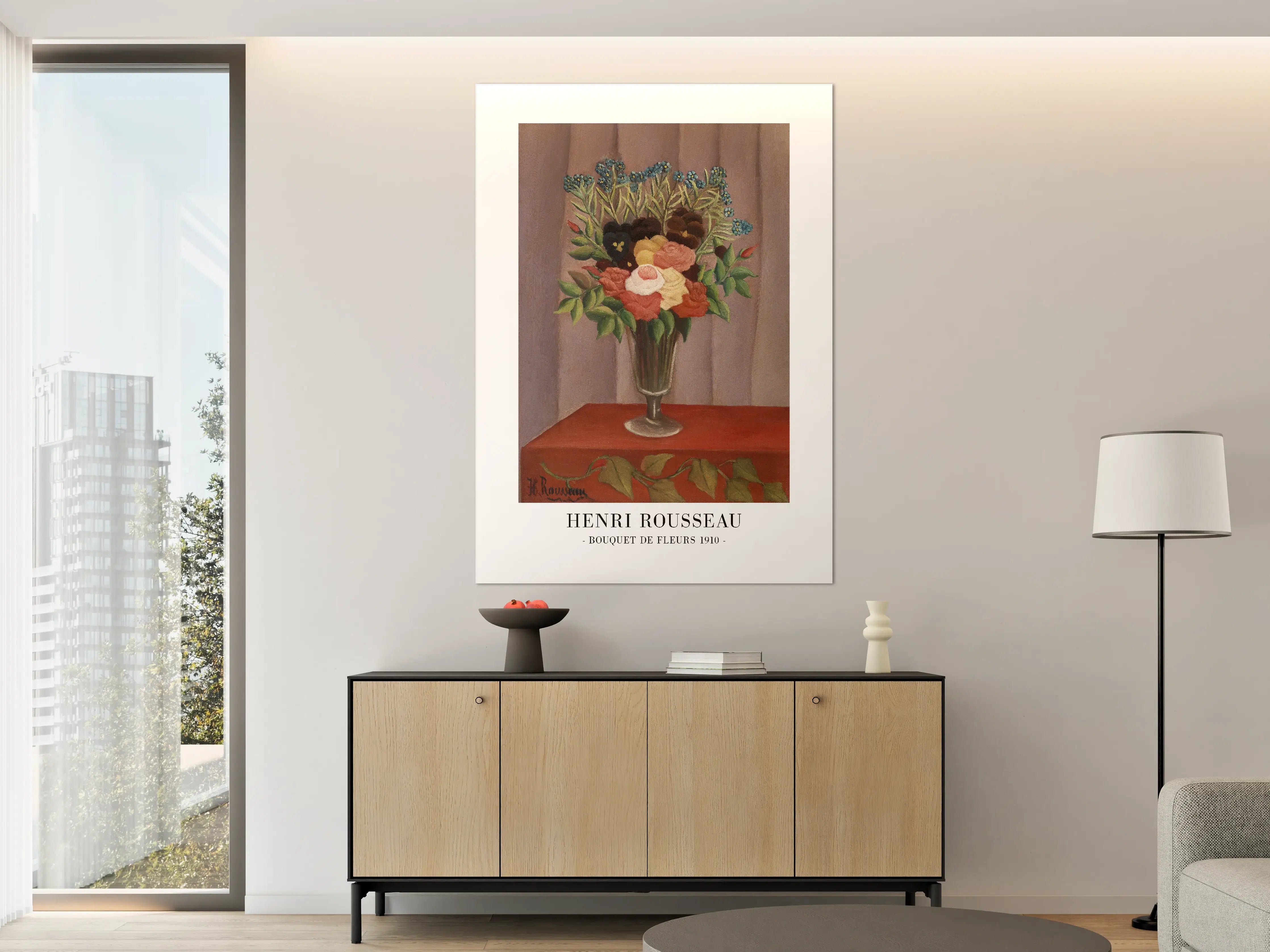 Große Wandbilder - Blumenstrauß auf Holz Tisch