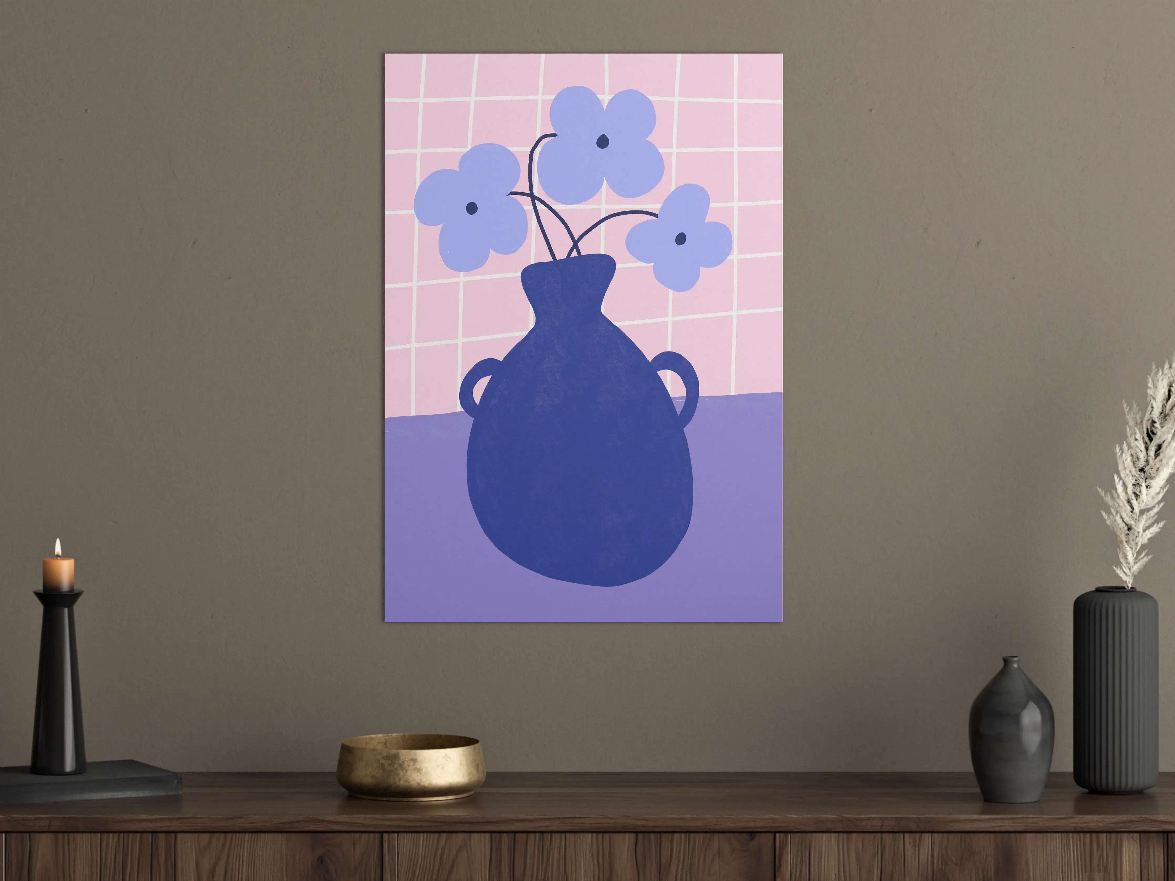 Große Wandbilder - Blumenstrauß in blauer Vase