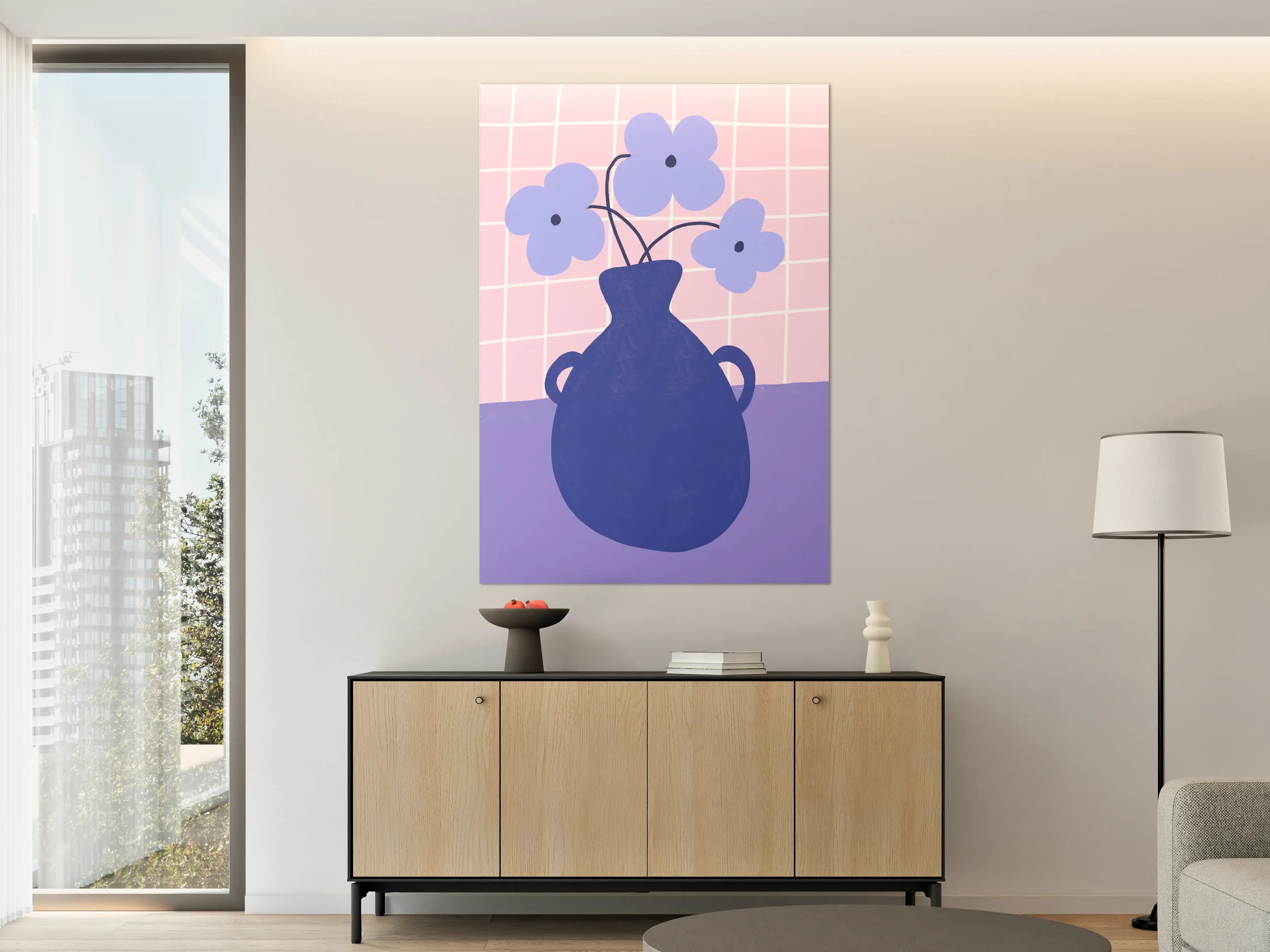 Große Wandbilder - Blumenstrauß in blauer Vase