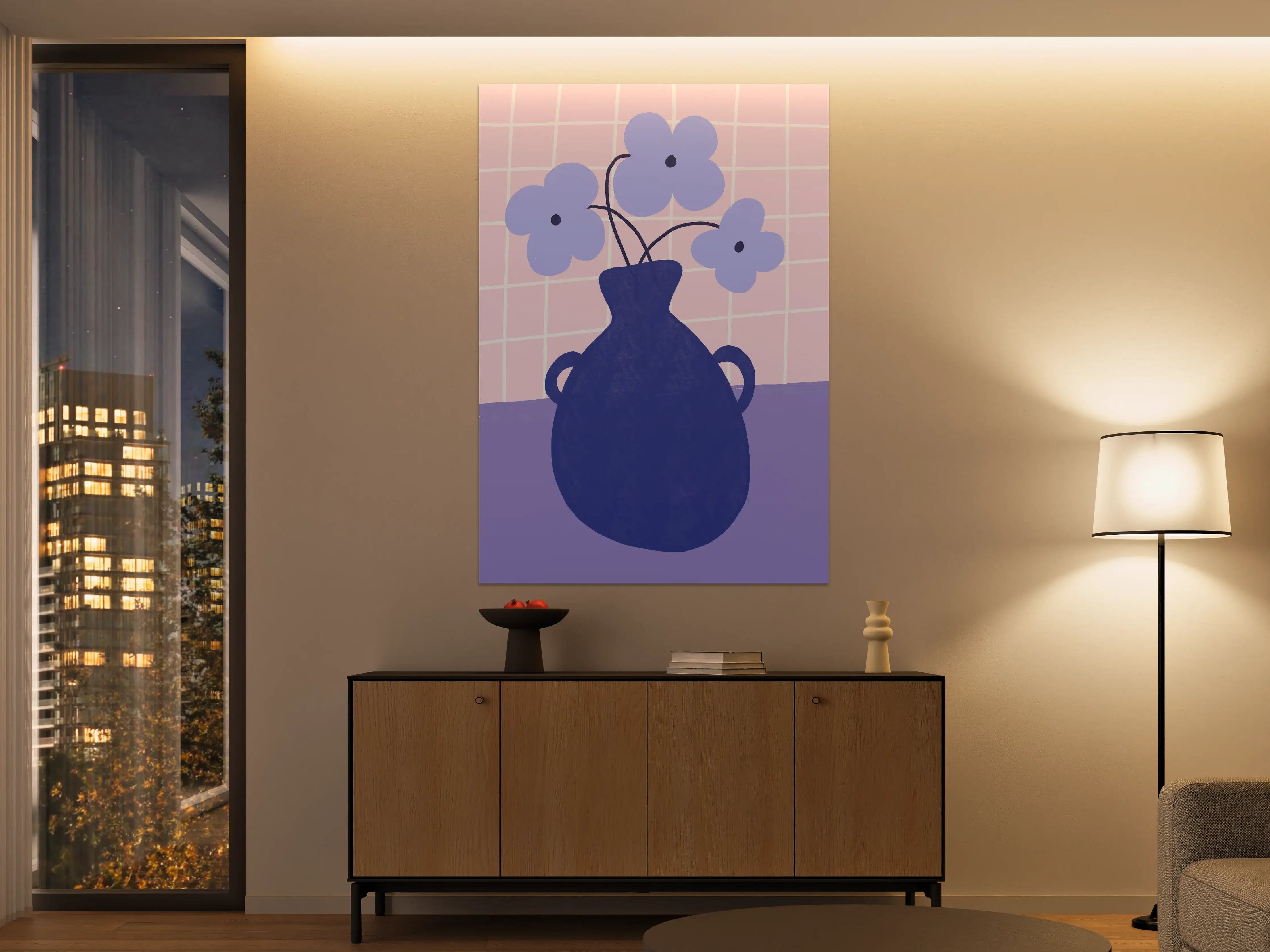 Große Wandbilder - Blumenstrauß in blauer Vase