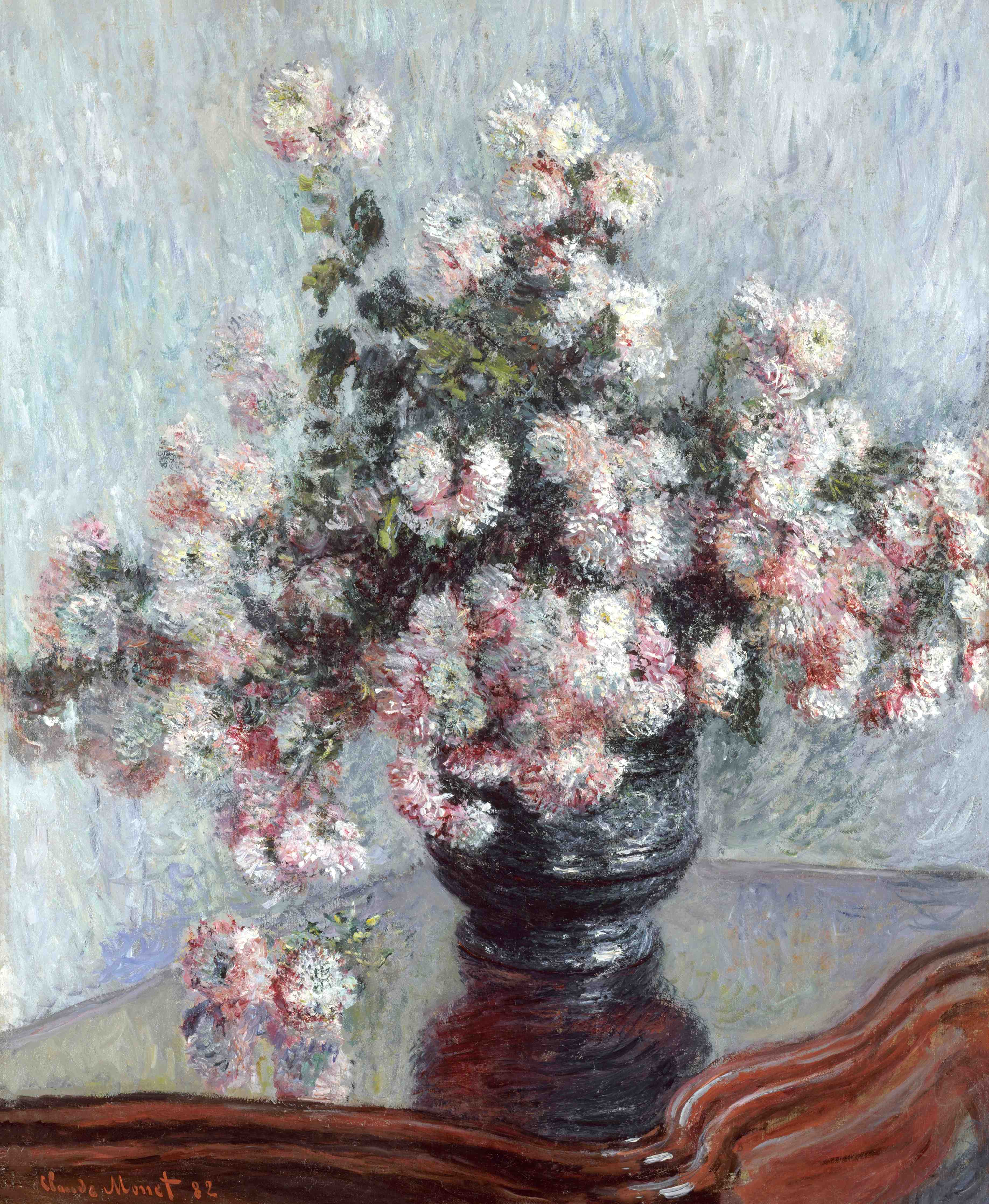 Große Wandbilder-Blumenstrauß in dunklem Vase