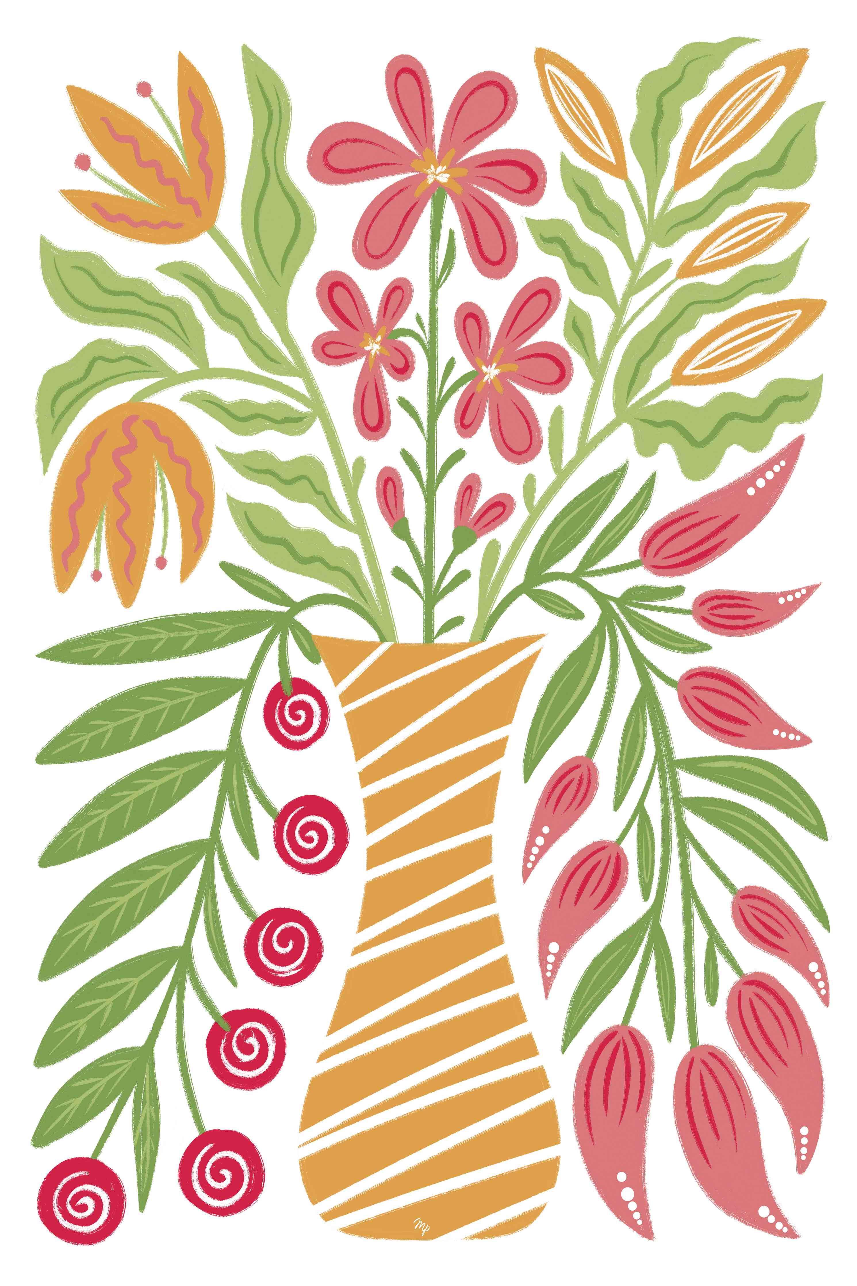 Große Wandbilder-Blumenvase mit buntem Blumenteppich