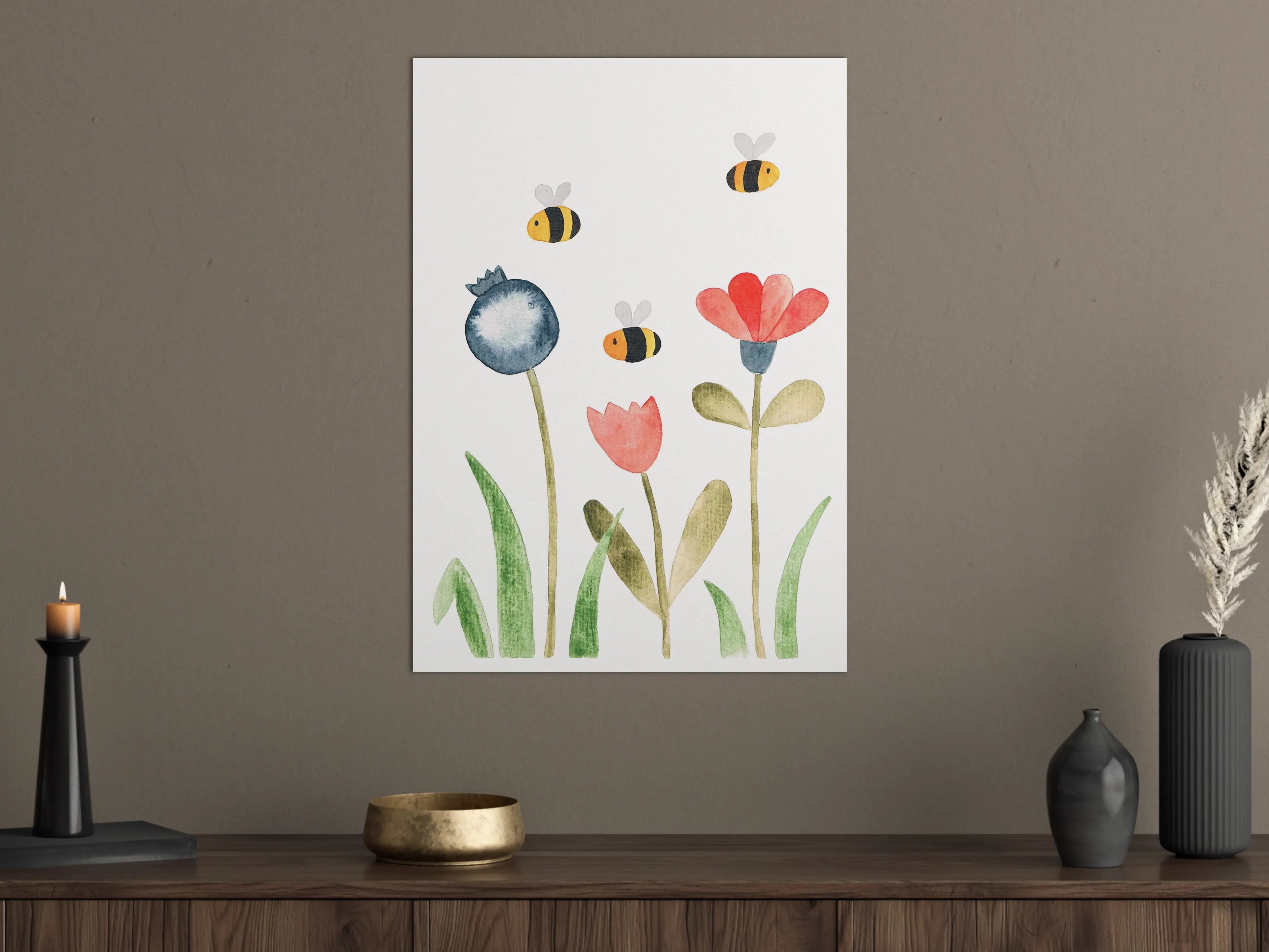 Große Wandbilder - Blumenwiese mit summenden Bienen