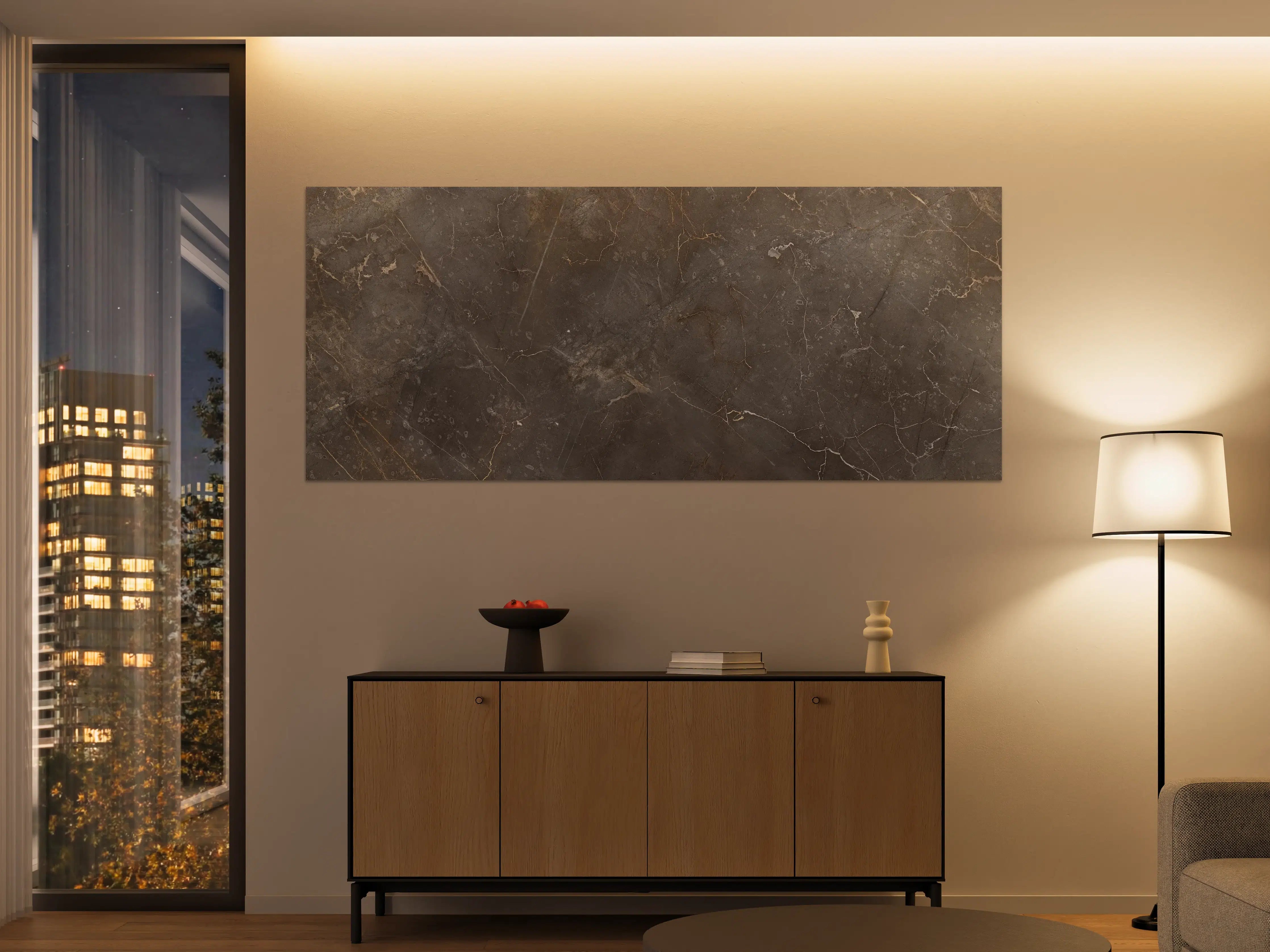 Große Wandbilder - Braun-Grauer Marmor mit Adern