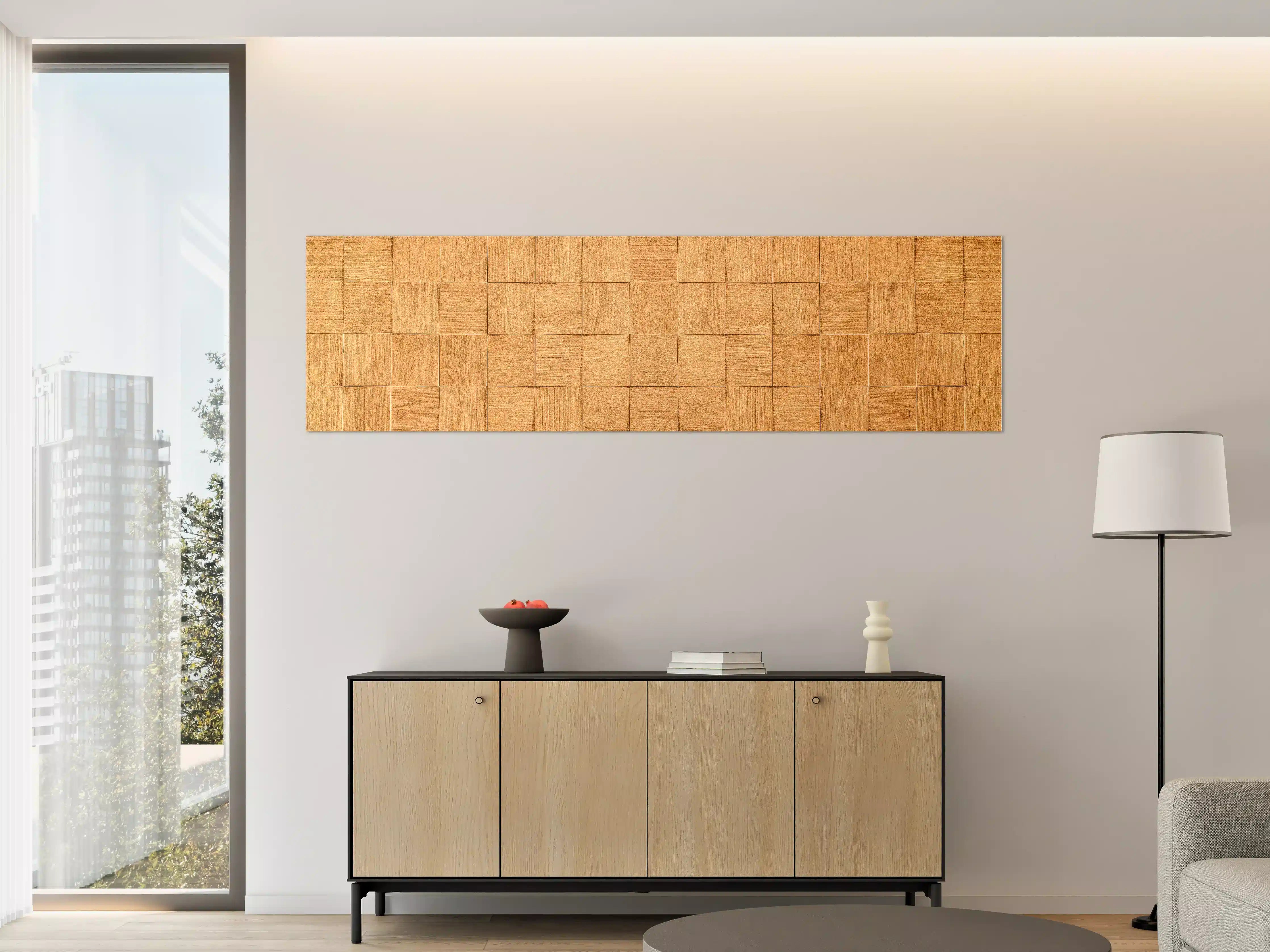 Große Wandbilder - Braune Holzwürfeltextur