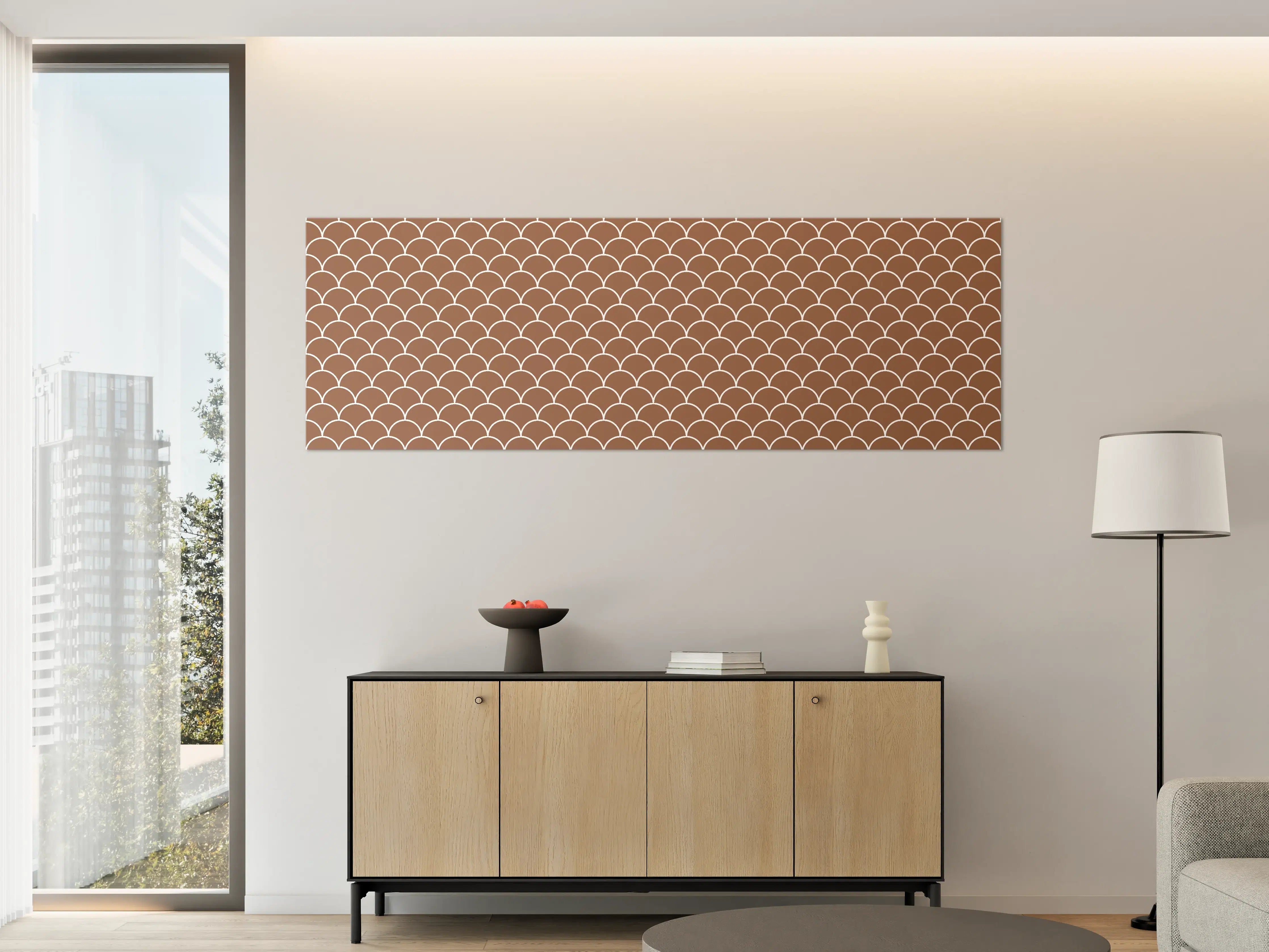 Große Wandbilder - Braunes Wellenmuster mit weißen Akzenten