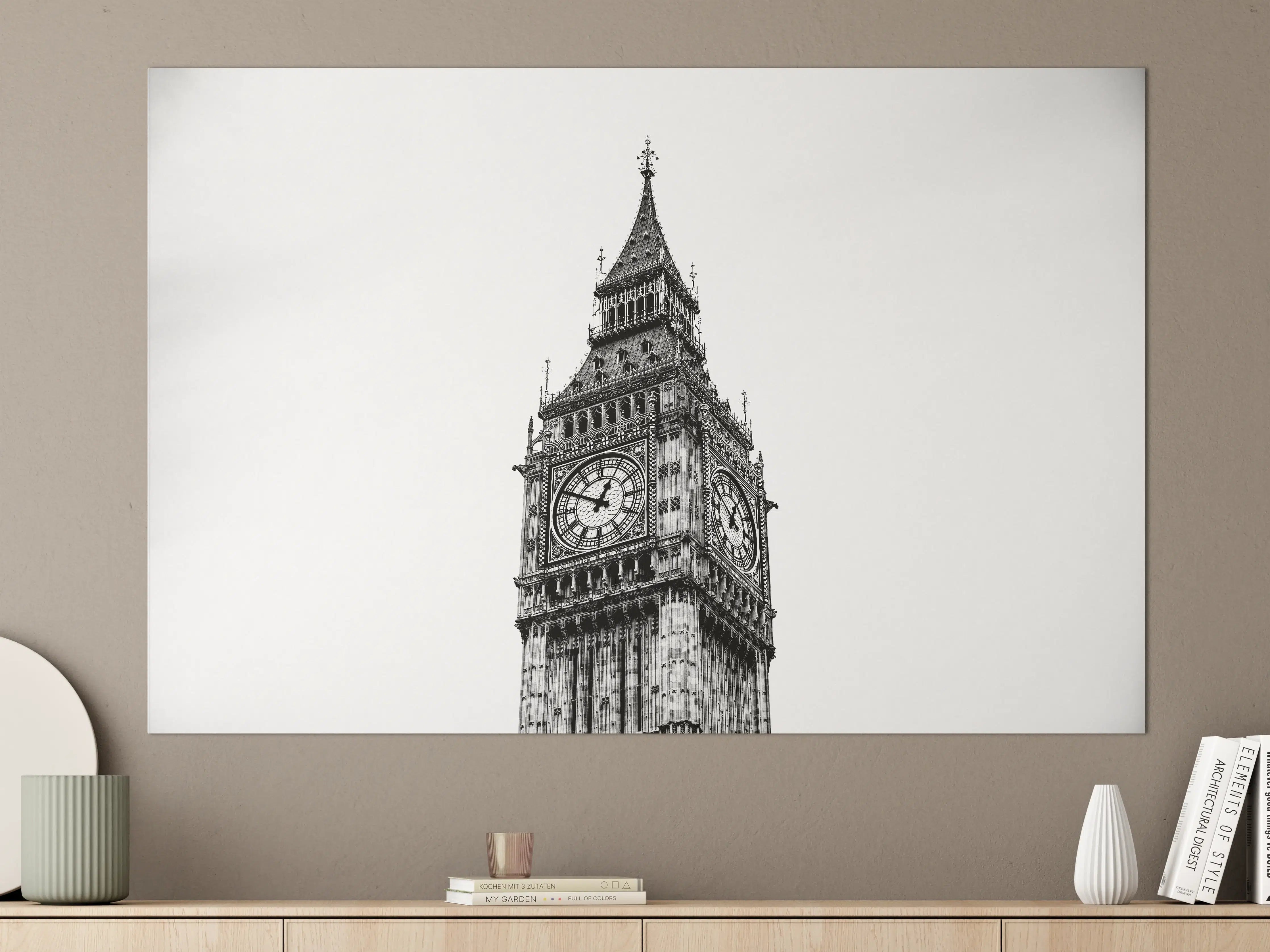 Große Wandbilder - Britischer Wolkenkratzer mit Uhrturm
