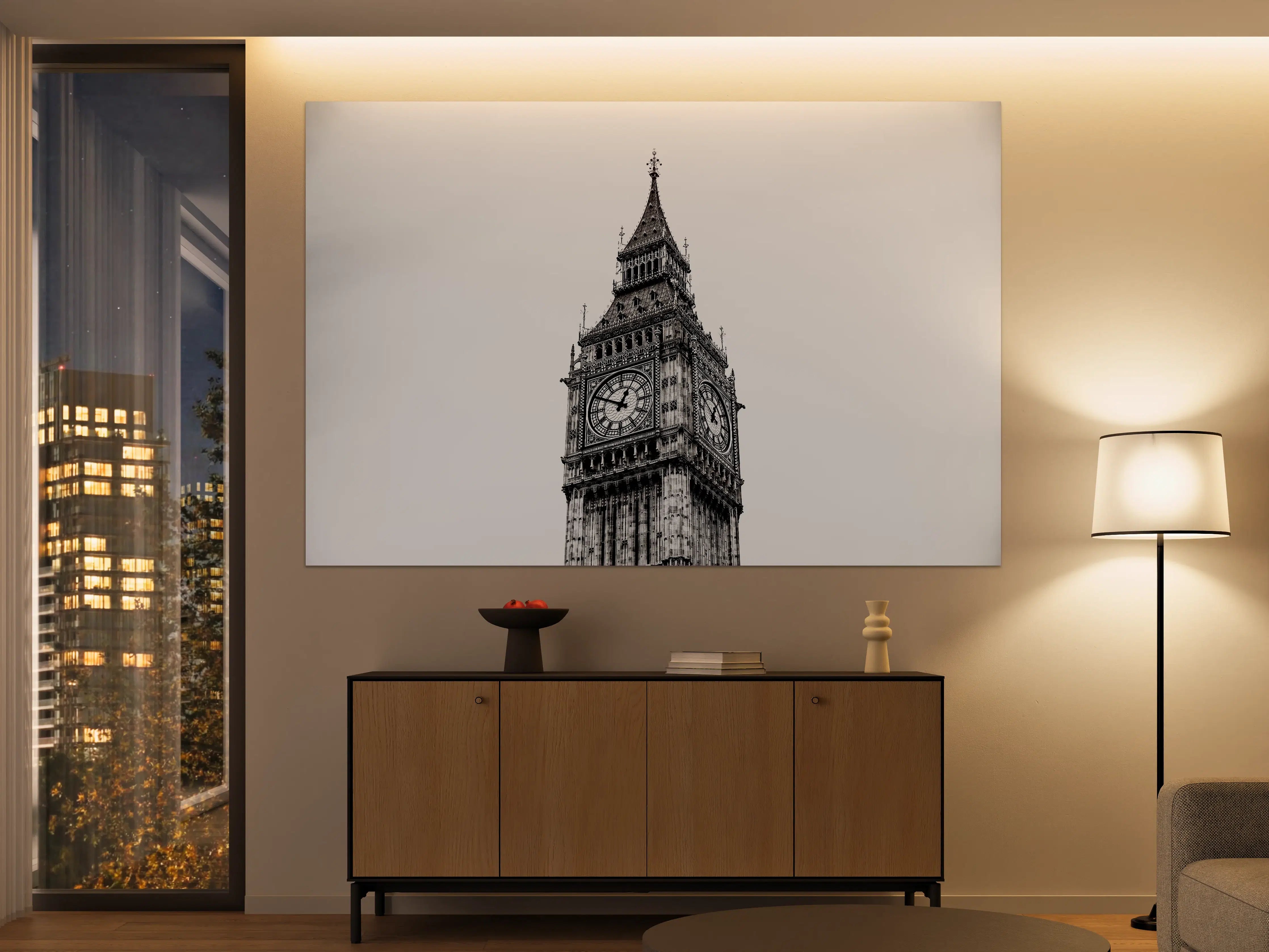 Große Wandbilder - Britischer Wolkenkratzer mit Uhrturm