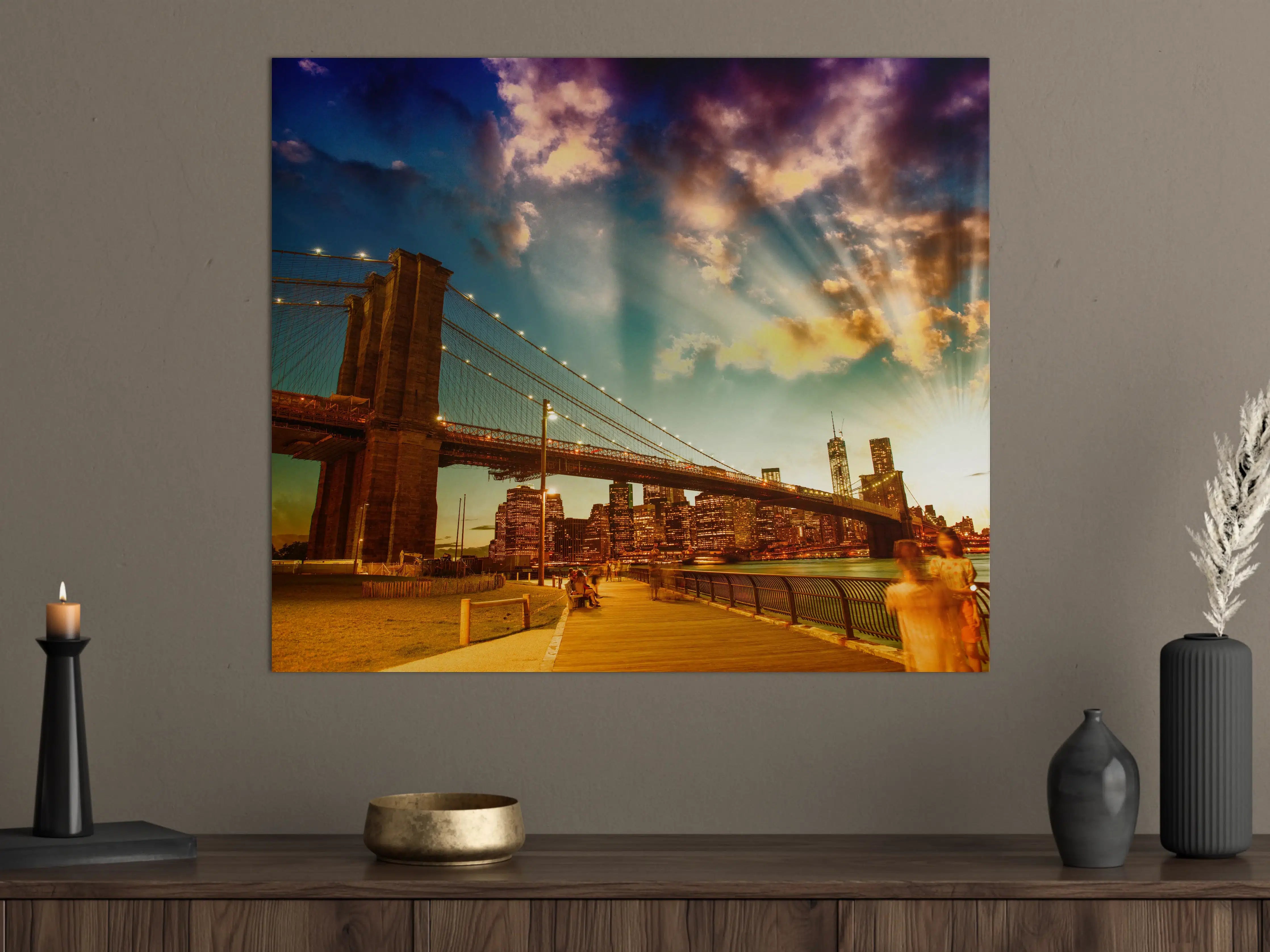 Große Wandbilder - Brooklyn Bridge Park bei Sonnenuntergang