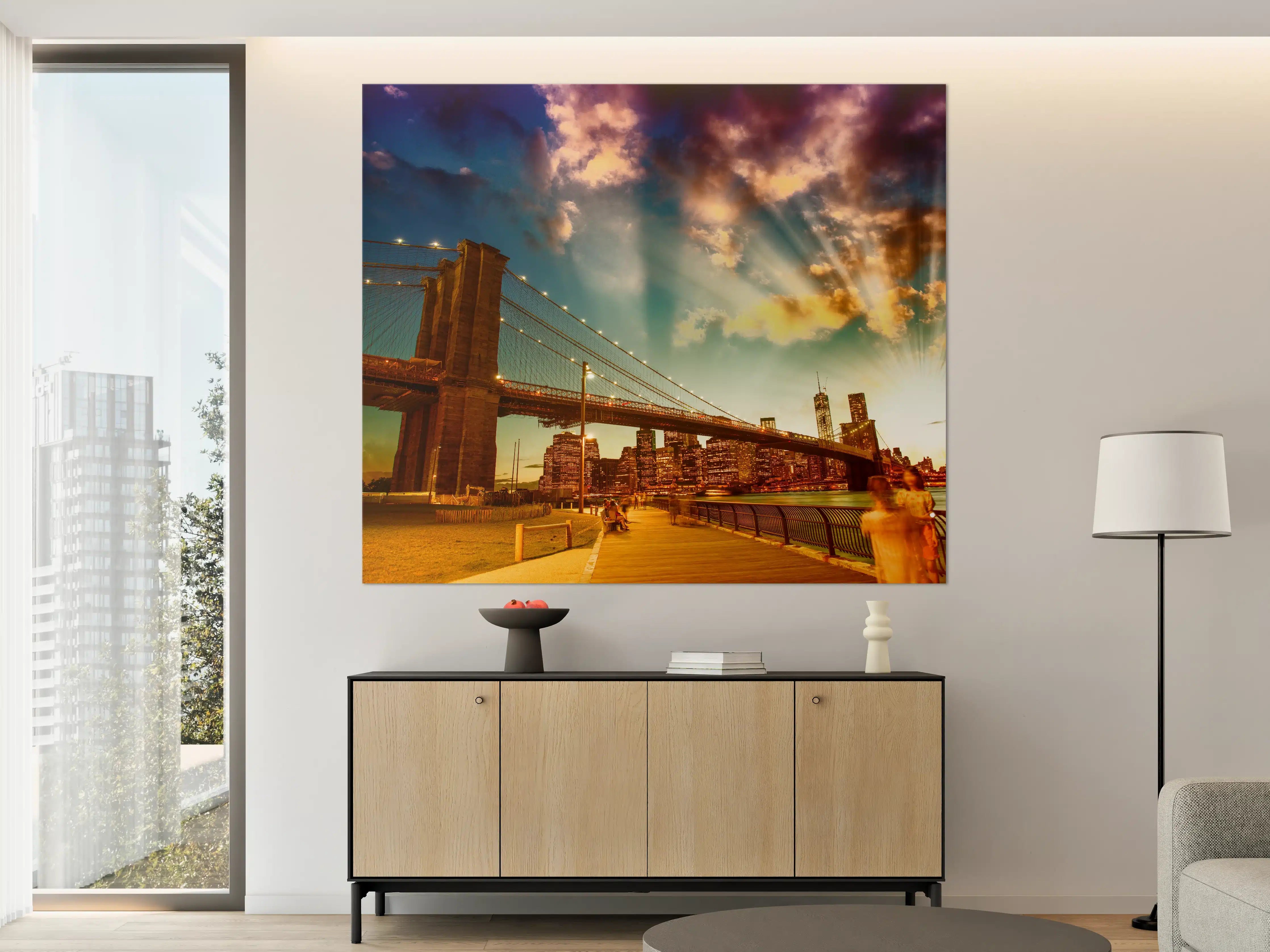 Große Wandbilder - Brooklyn Bridge Park bei Sonnenuntergang