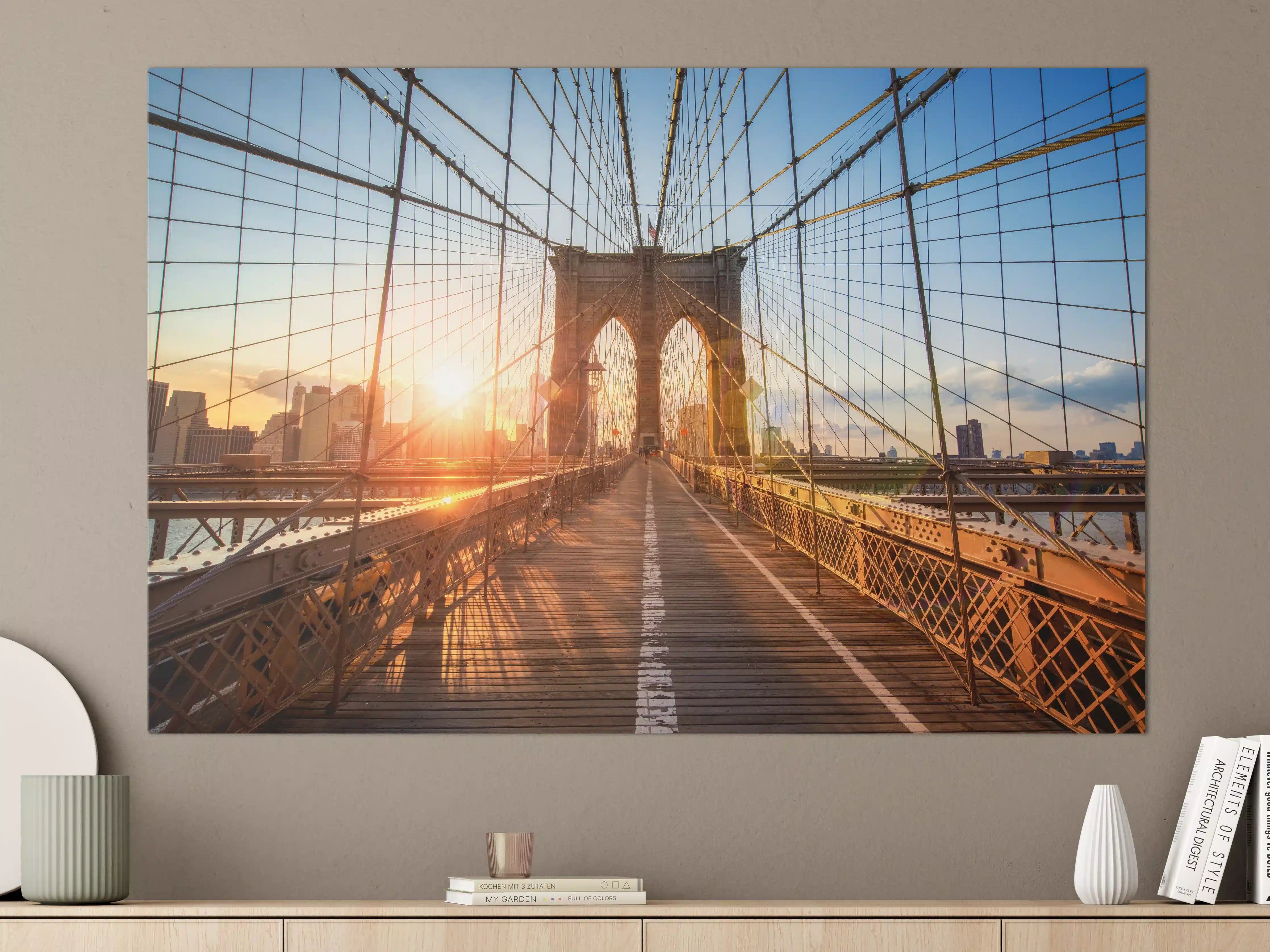 Große Wandbilder - Brooklyn Bridge bei Sonnenuntergang
