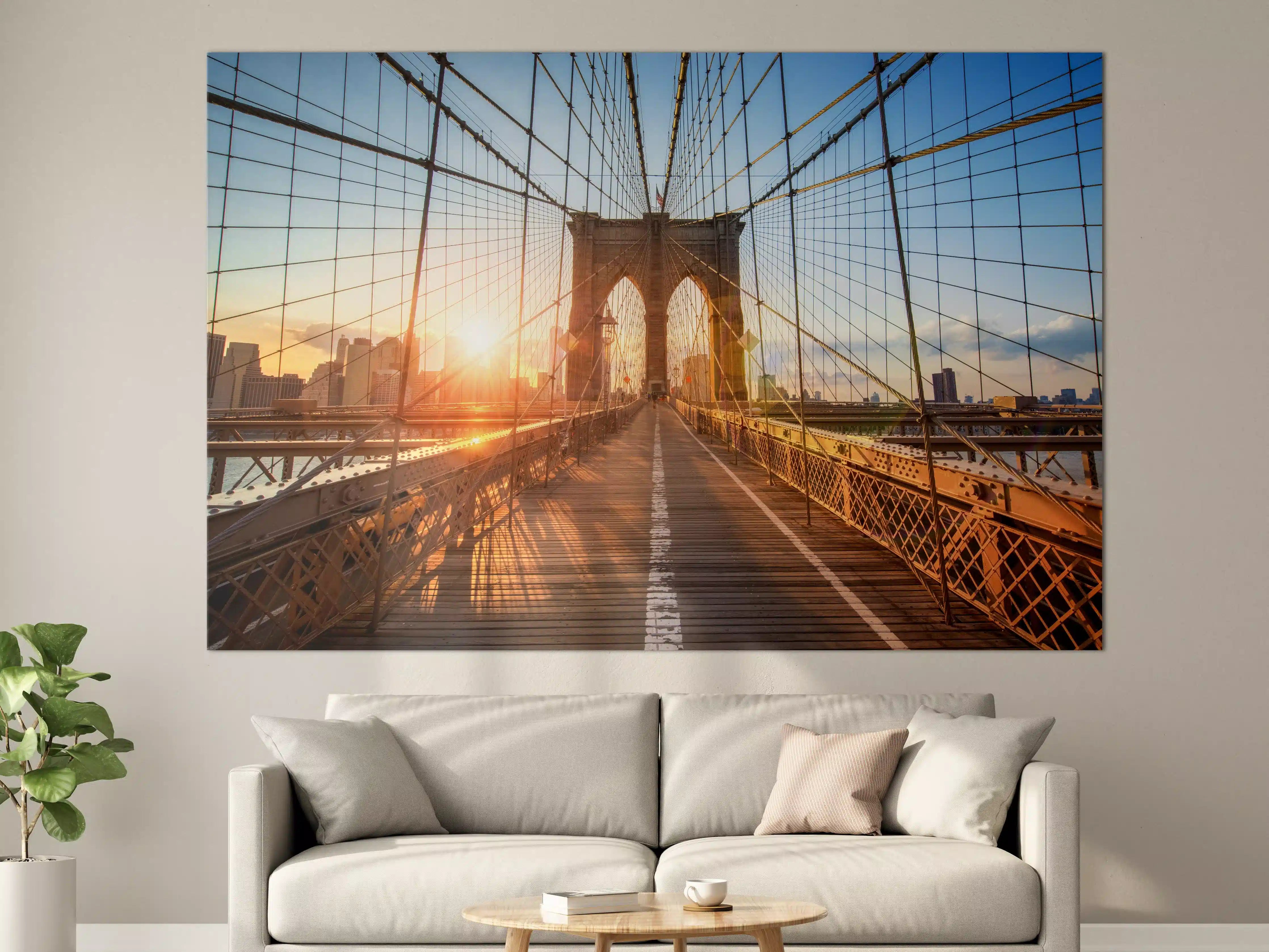 Große Wandbilder - Brooklyn Bridge bei Sonnenuntergang