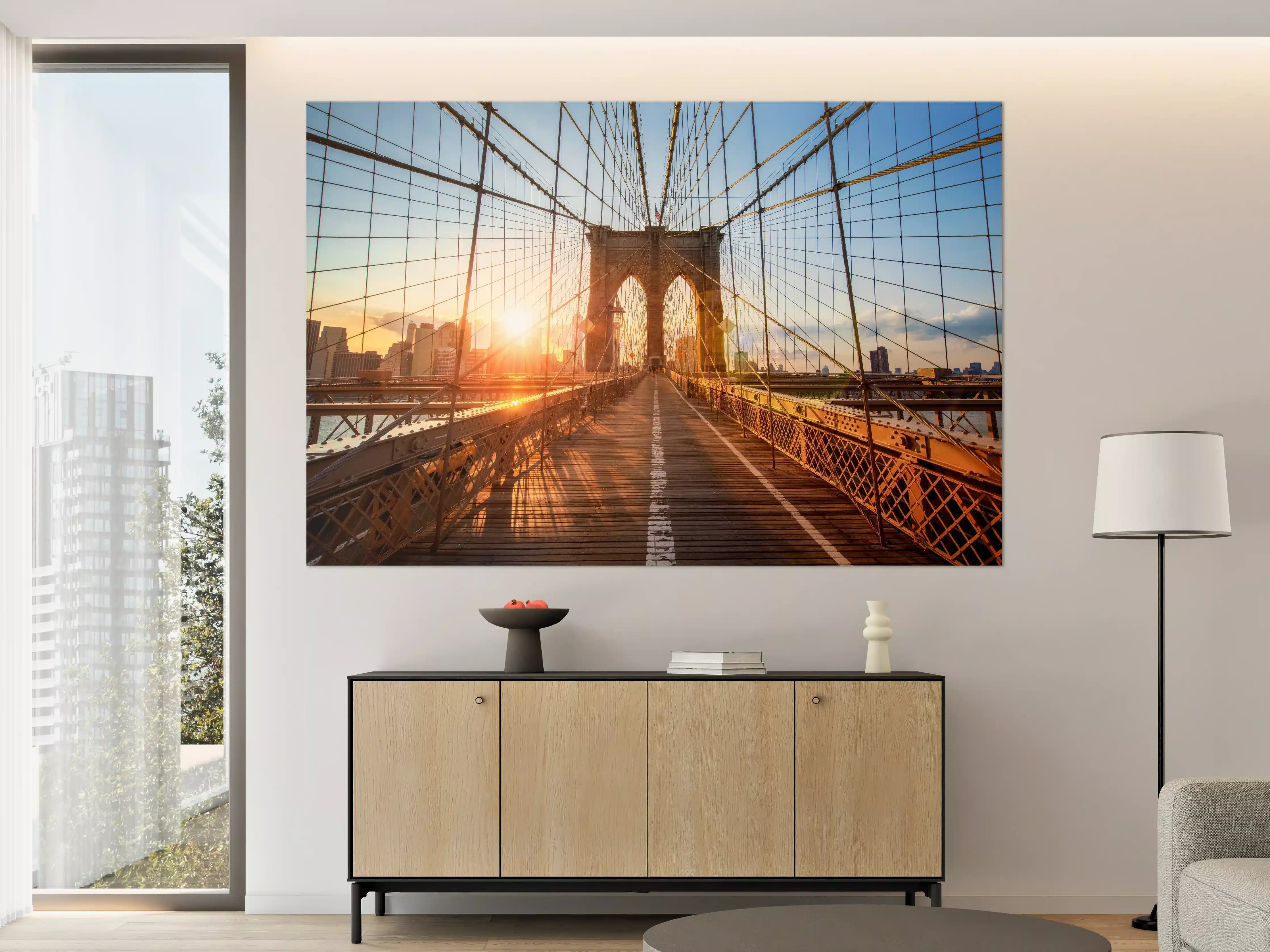 Große Wandbilder - Brooklyn Bridge bei Sonnenuntergang