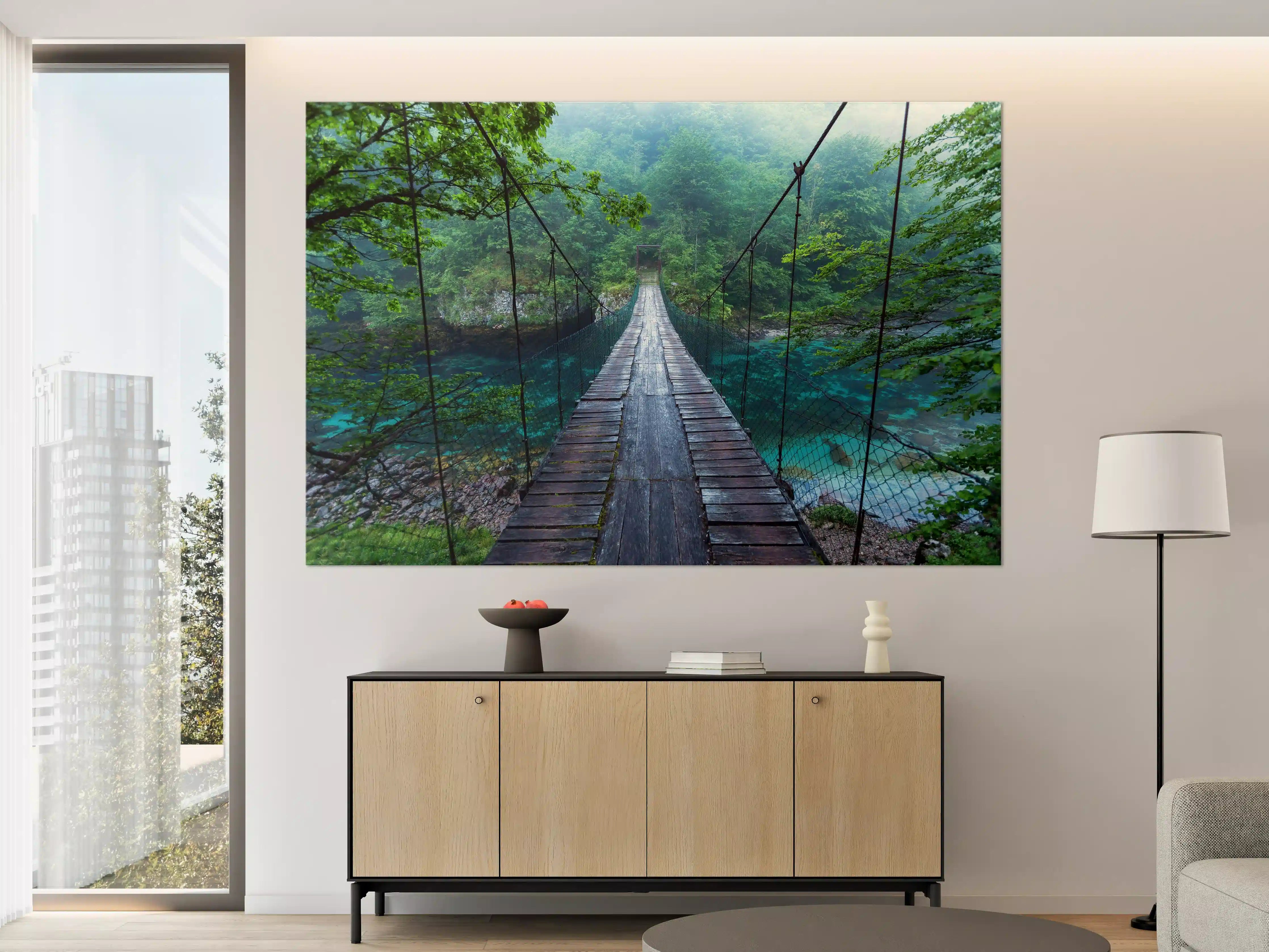 Große Wandbilder - Brücke über Kristallklarem Fluss