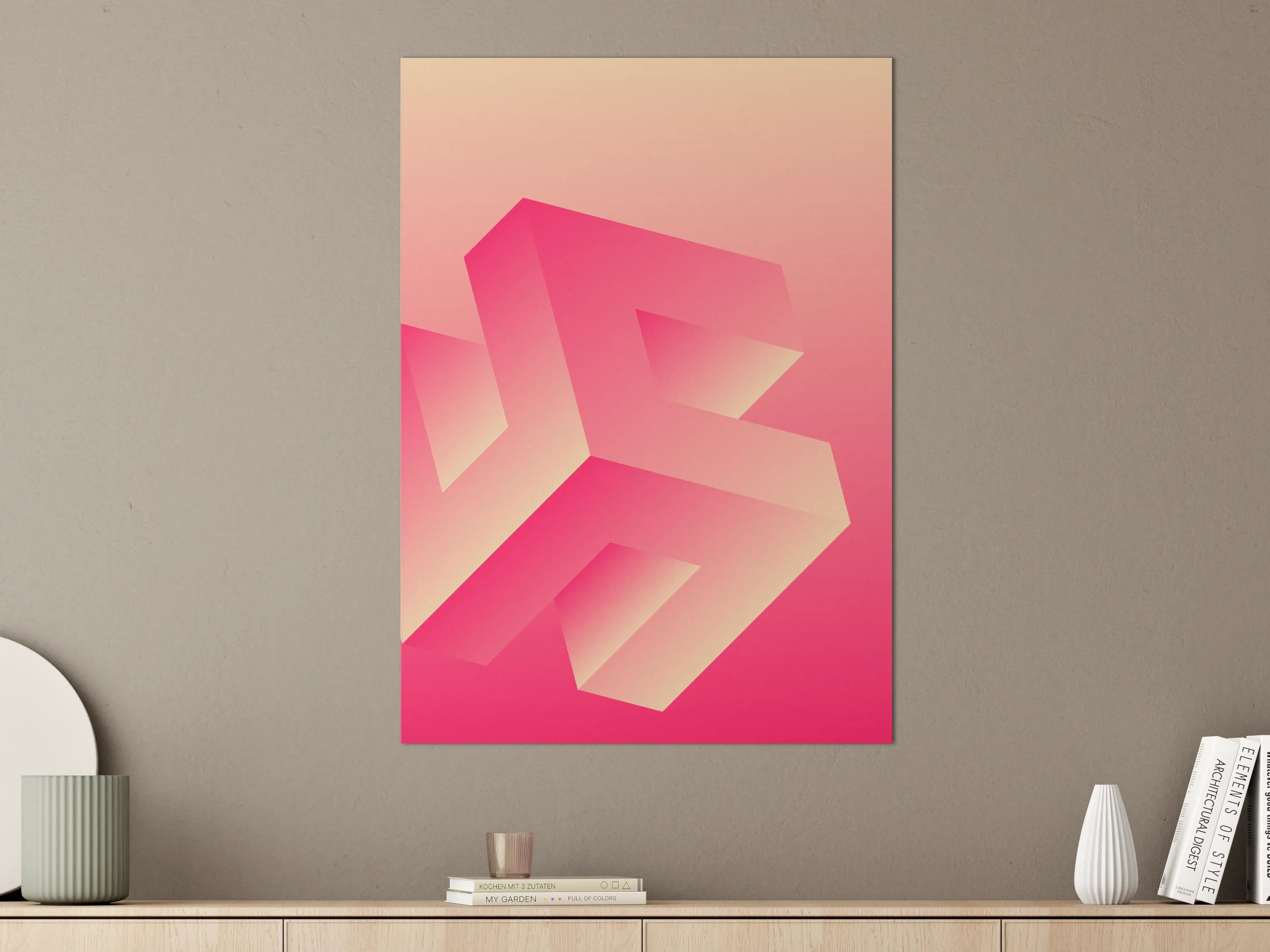 Große Wandbilder - Bunte 3D-Grafik in Pink und Beige