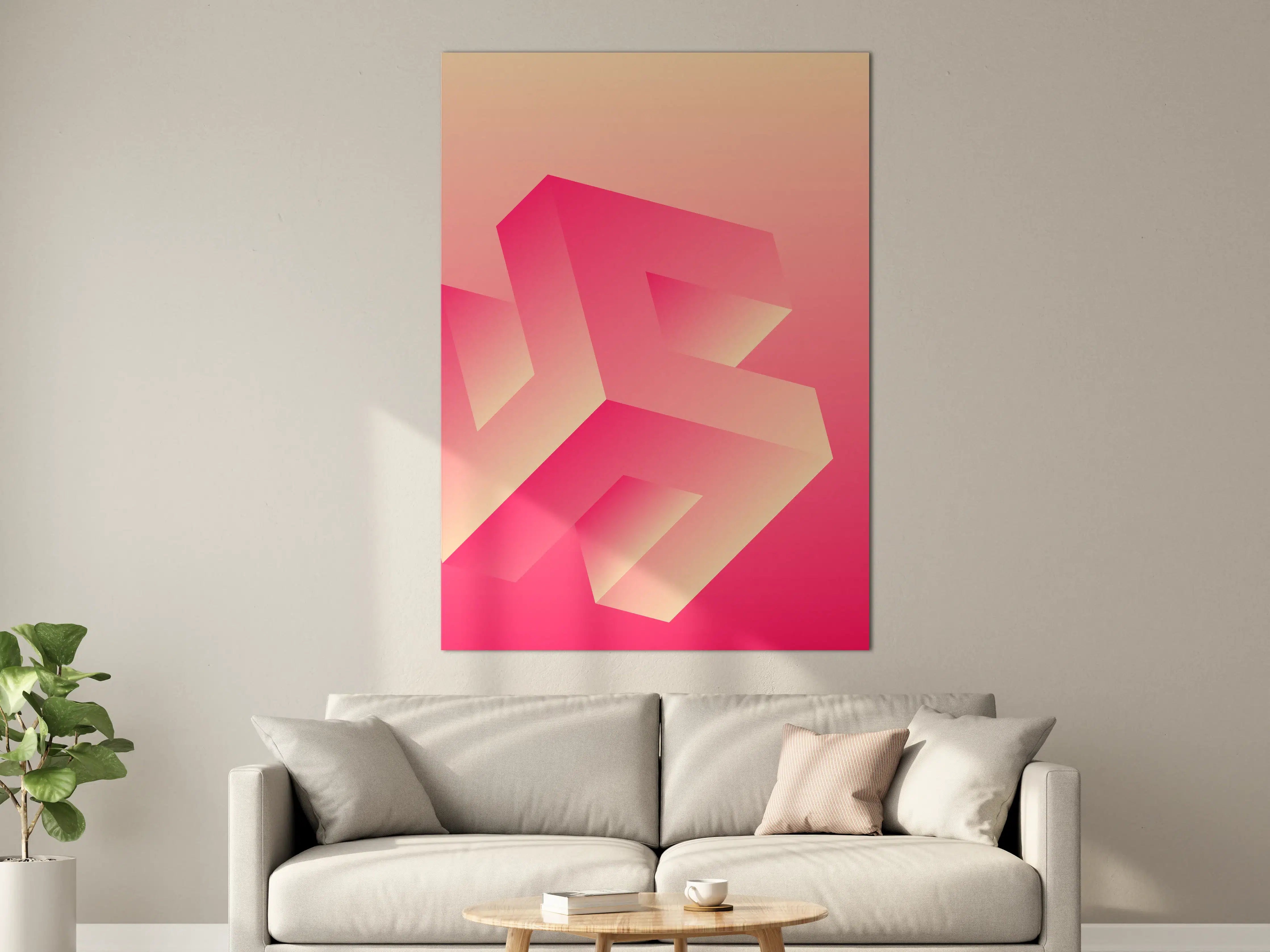Große Wandbilder - Bunte 3D-Grafik in Pink und Beige