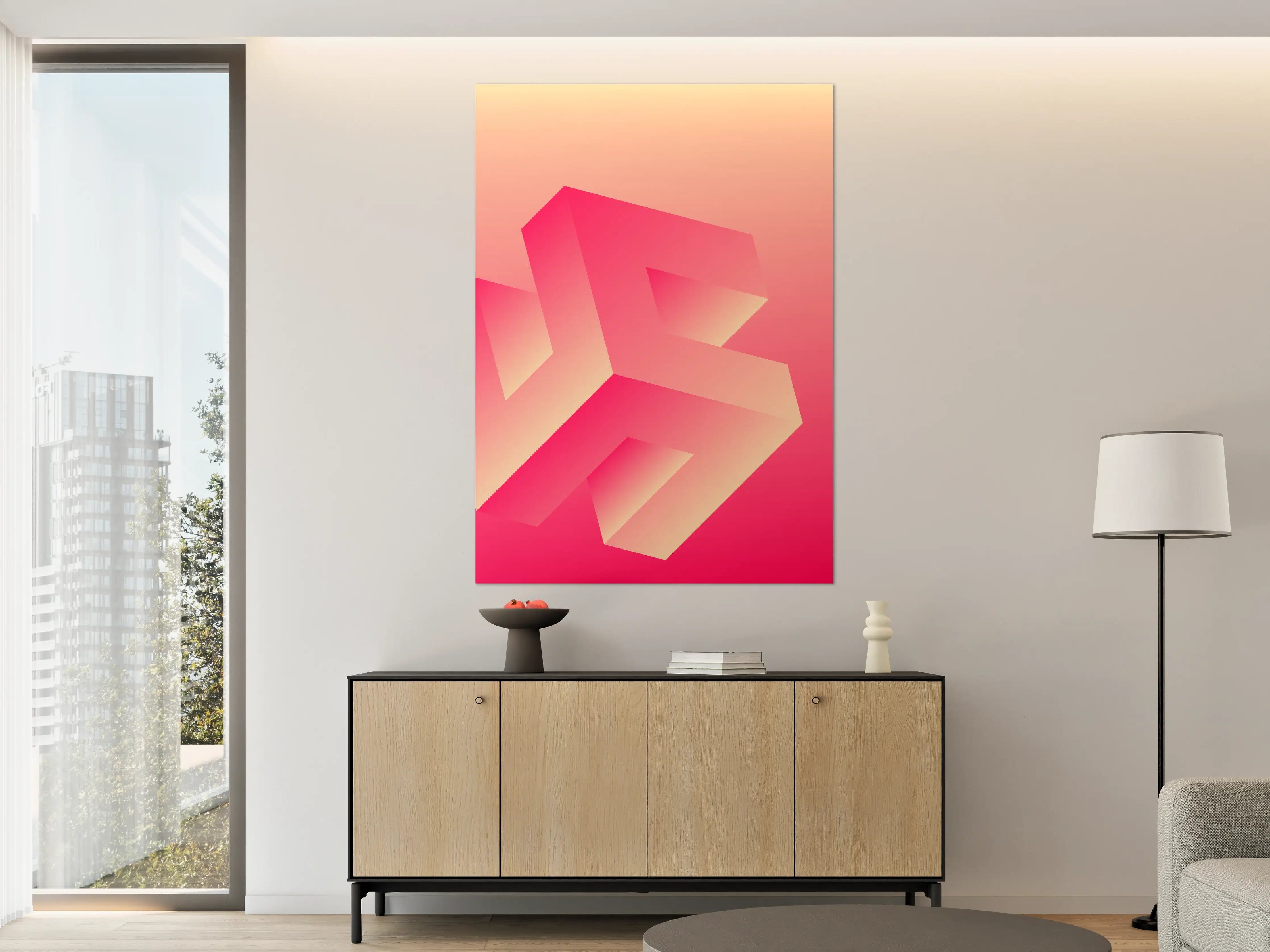 Große Wandbilder - Bunte 3D-Grafik in Pink und Beige