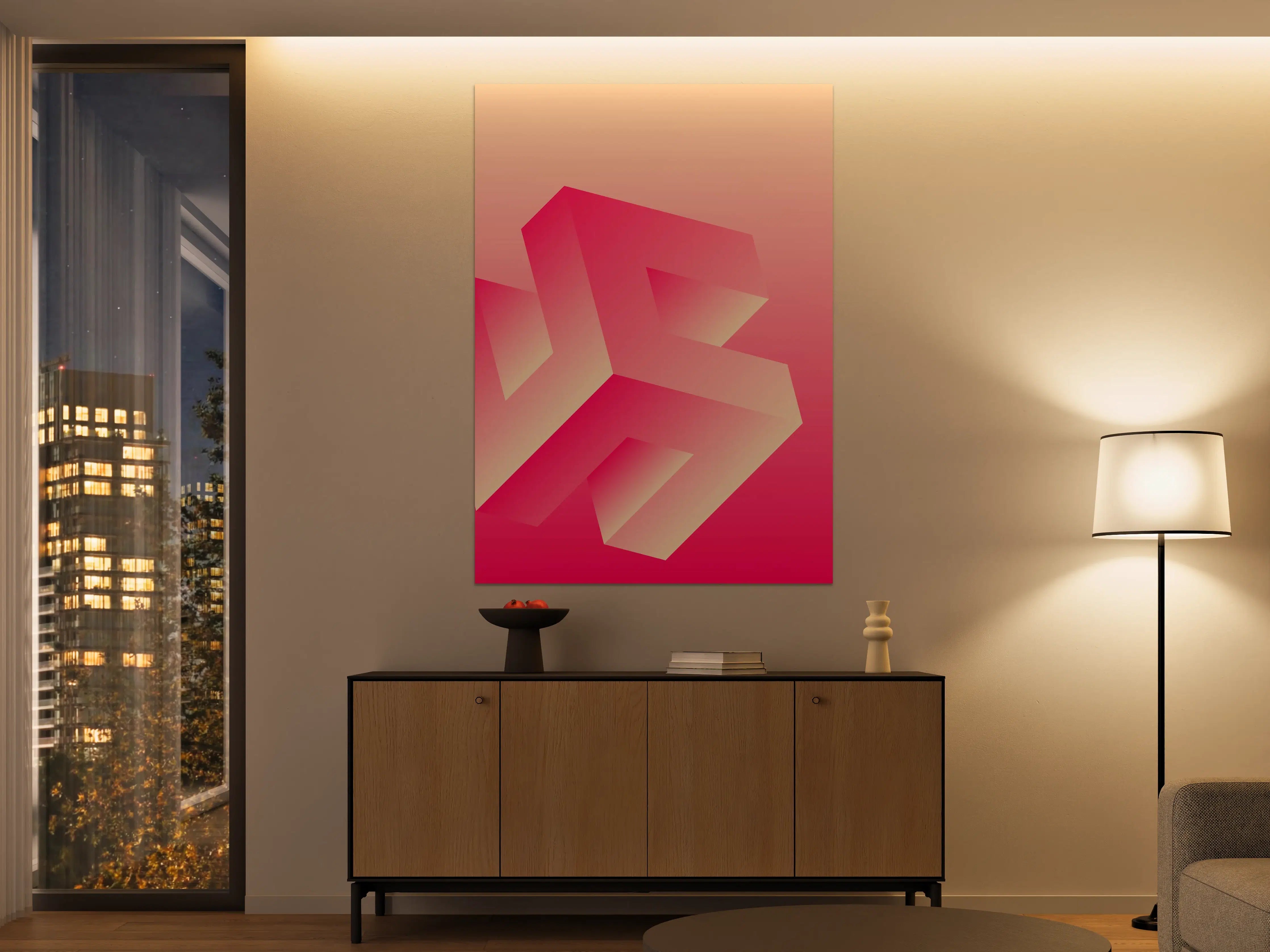 Große Wandbilder - Bunte 3D-Grafik in Pink und Beige