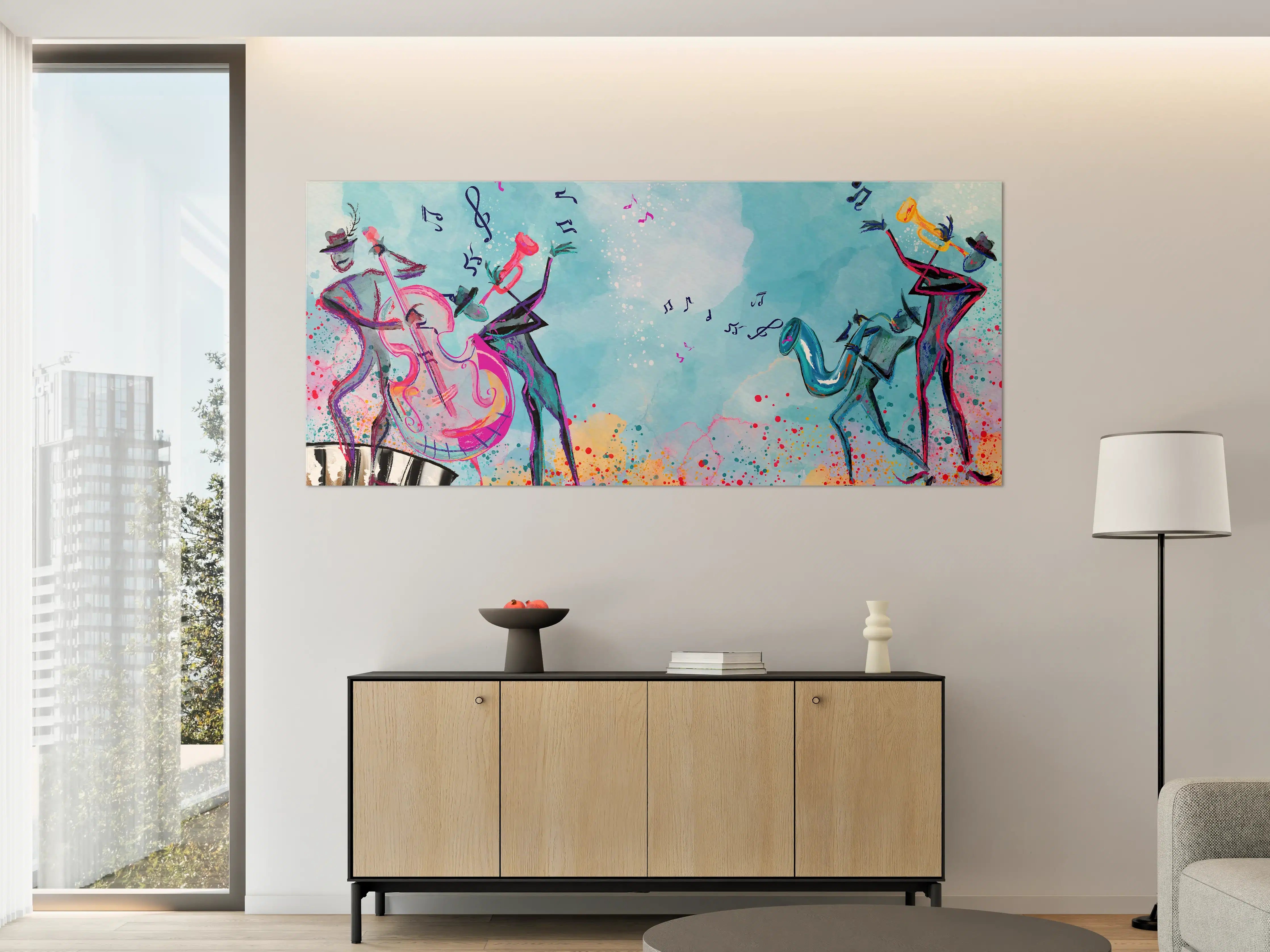 Große Wandbilder - Bunte Aquarell Musikszene
