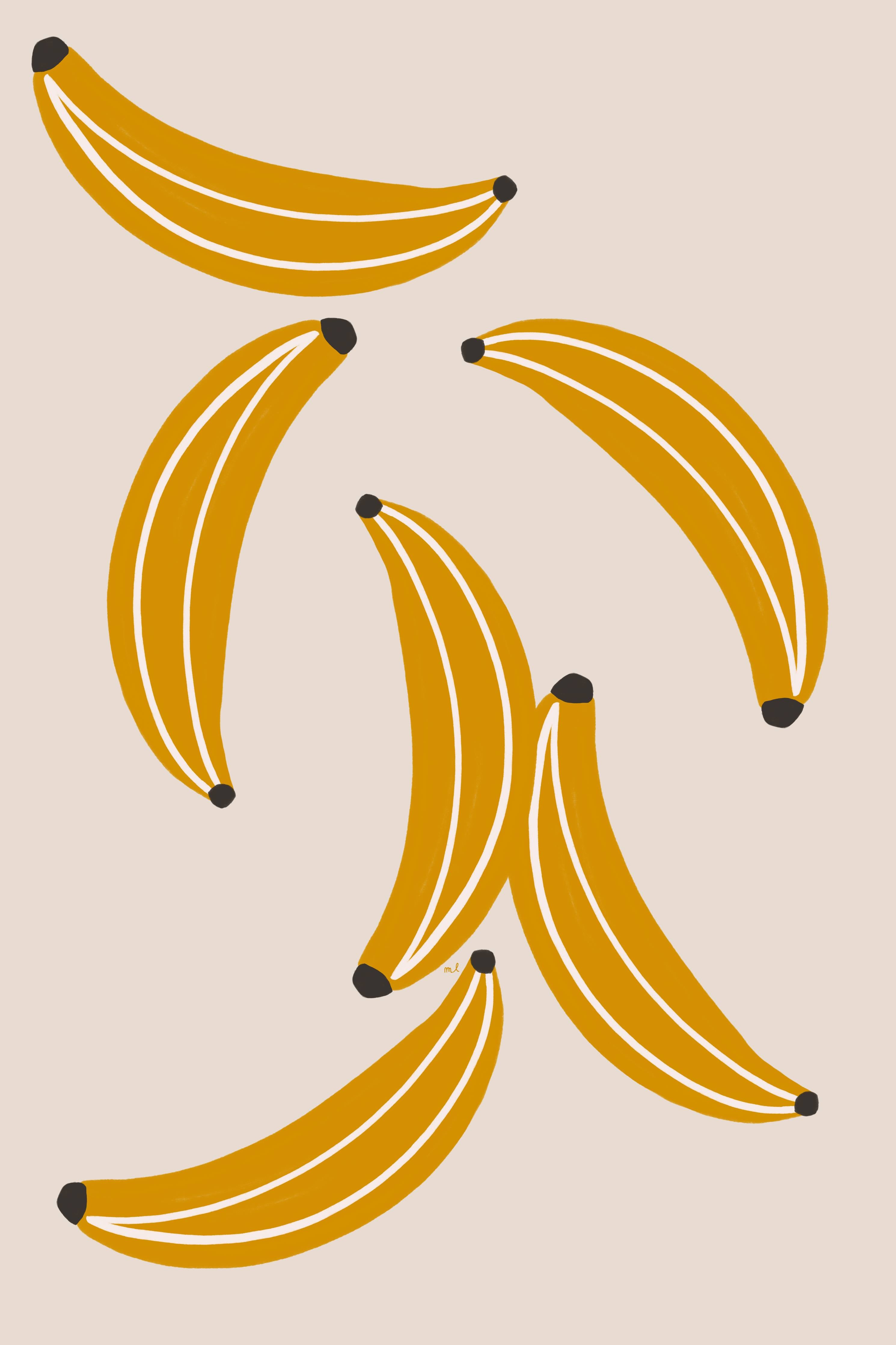 Große Wandbilder-Bunte Bananen auf hellem Hintergrund
