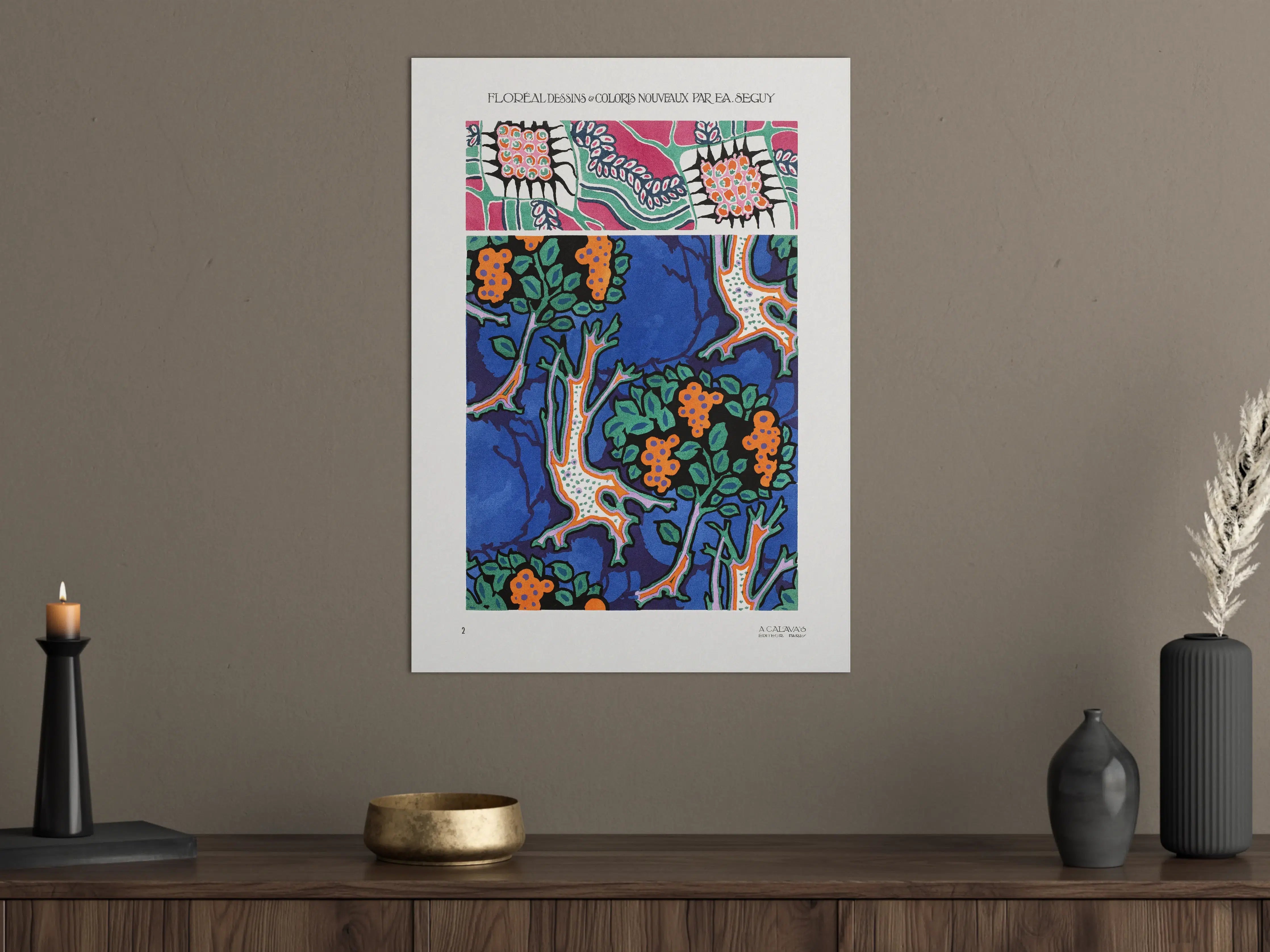 Große Wandbilder - Bunte Baum- und Blumenmuster in abstrakter Kunst