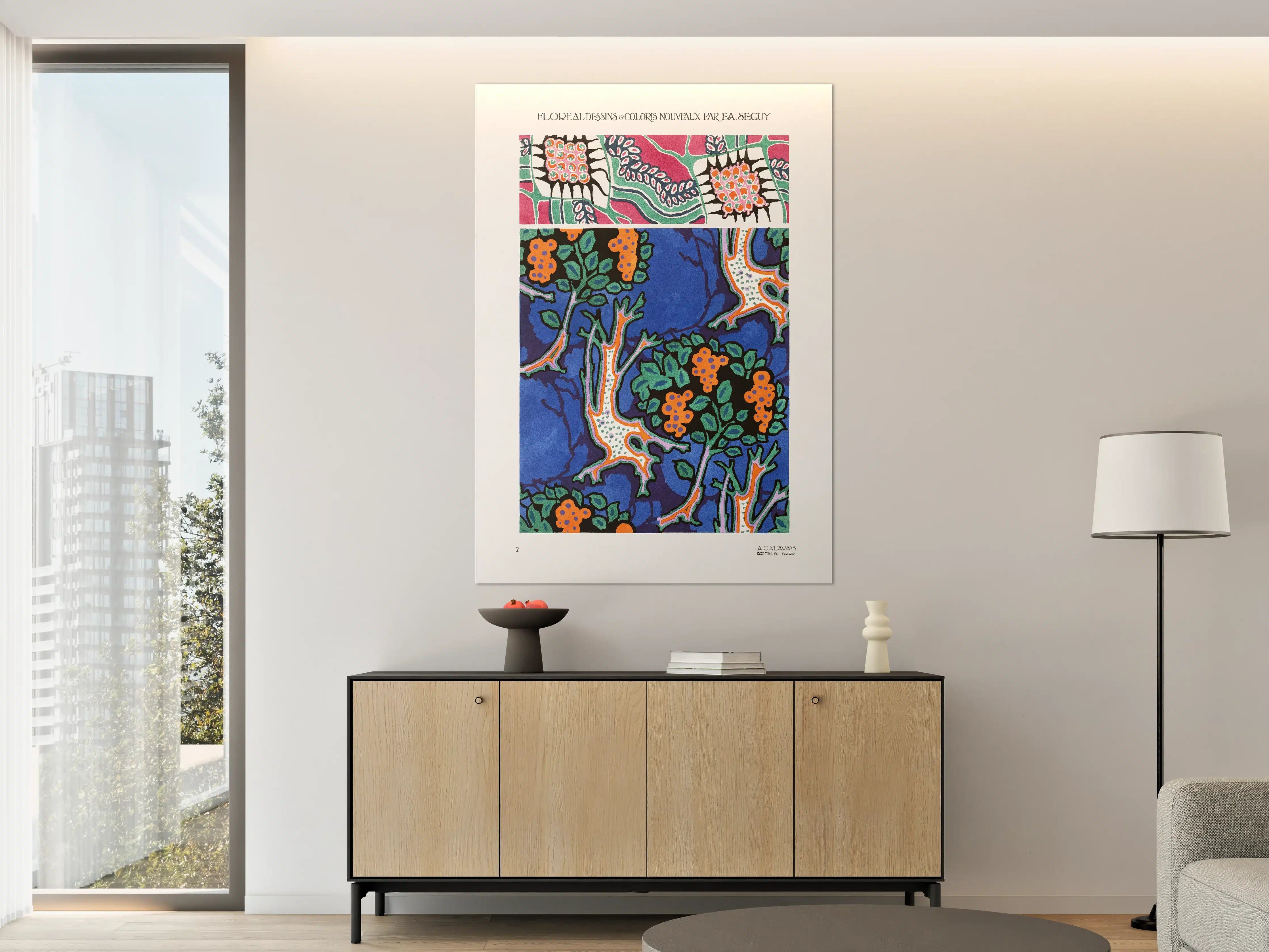 Große Wandbilder - Bunte Baum- und Blumenmuster in abstrakter Kunst